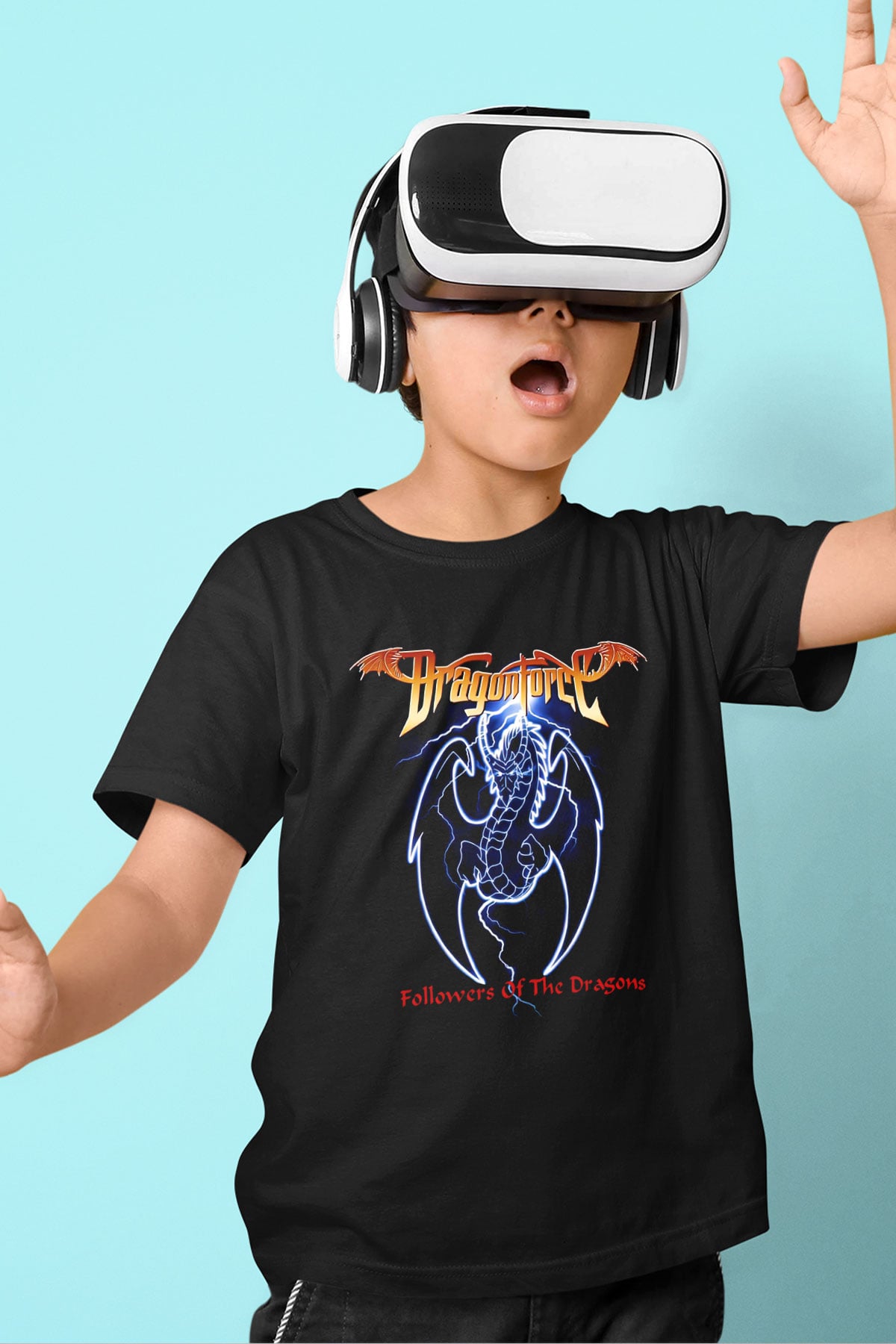 DragonForce Baskılı Siyah Unisex Çocuk Tişört