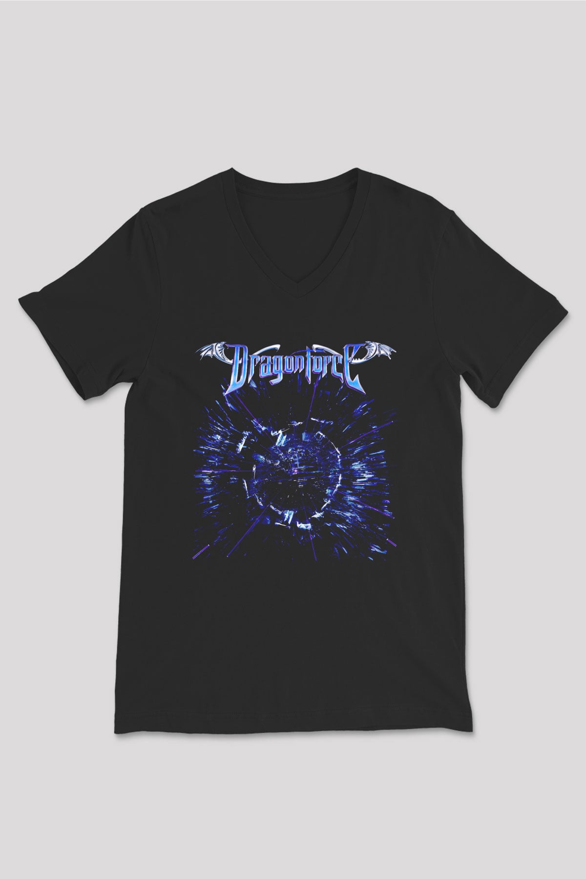 DragonForce Siyah Unisex V Yaka Tişört
