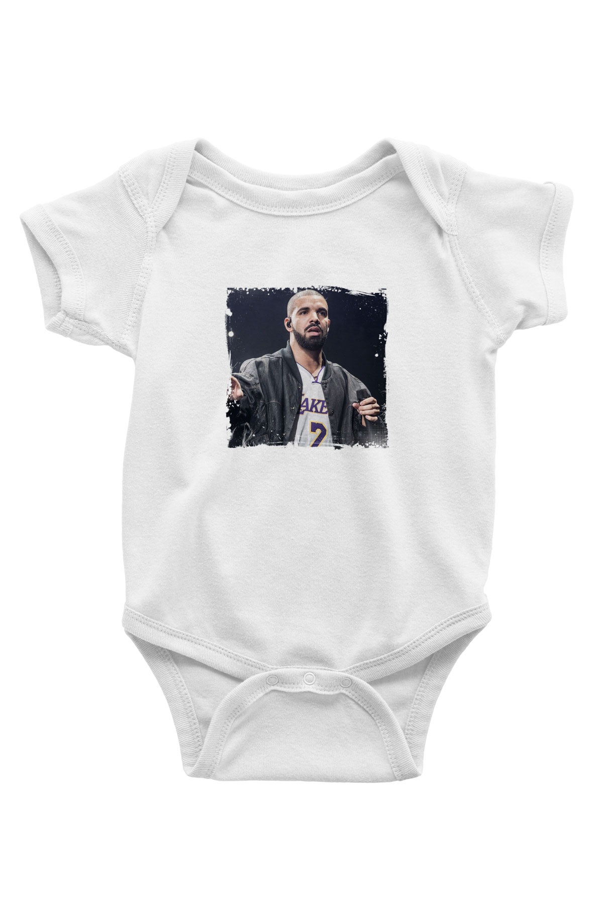 Drake Baskılı Unisex Beyaz Bebek Body - Zıbın