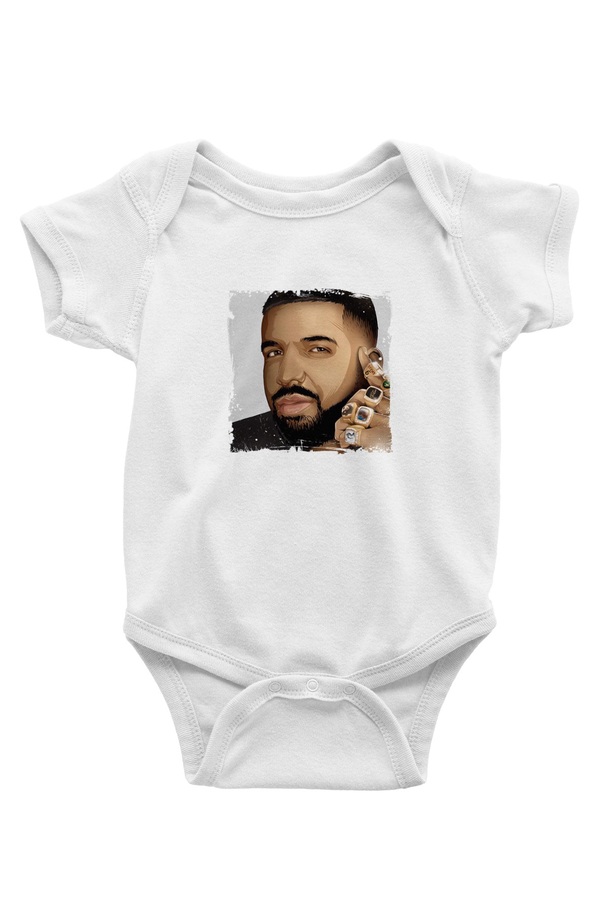 Drake Baskılı Unisex Beyaz Bebek Body - Zıbın
