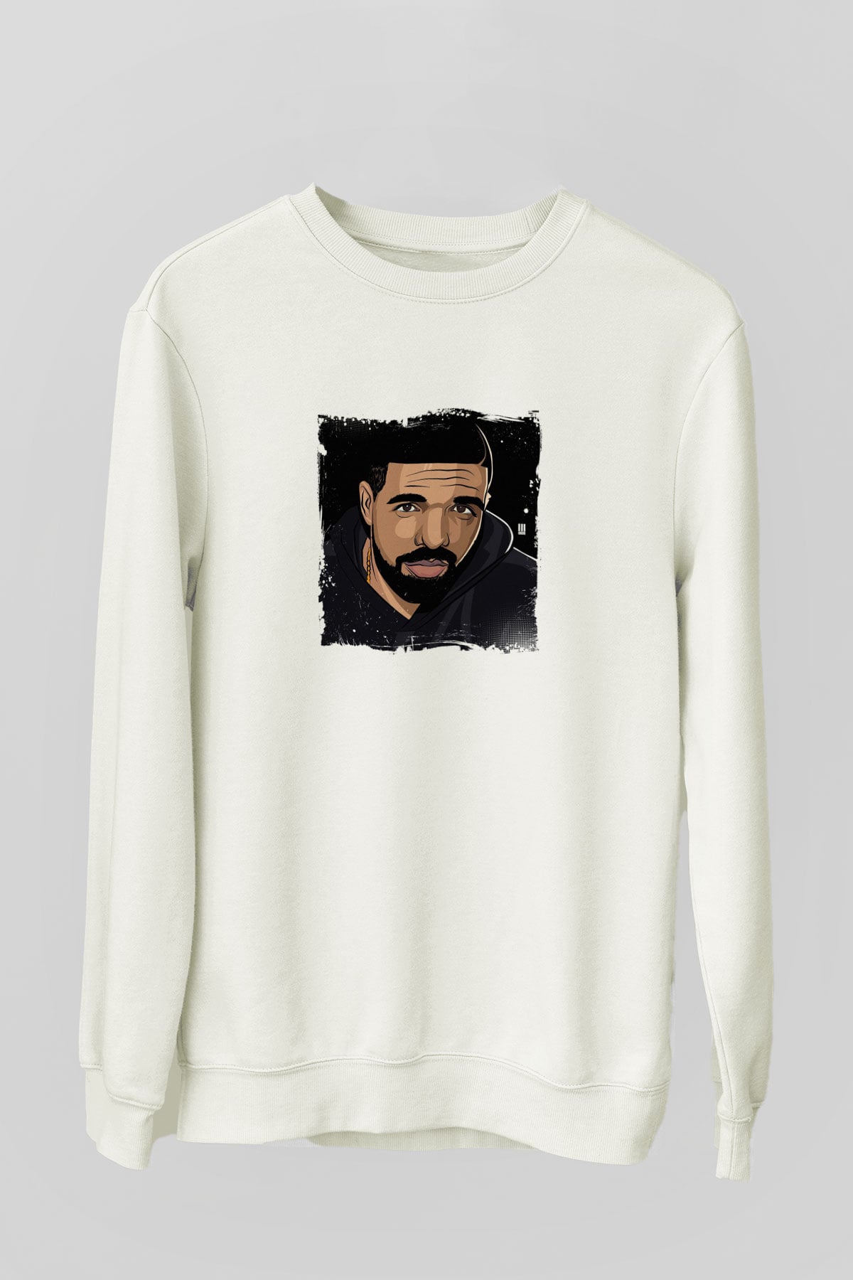 Drake Baskılı Unisex Beyaz Sweatshirt
