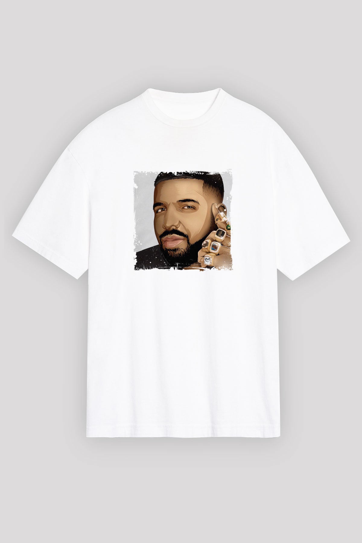 Drake Baskılı Unisex Beyaz Tişört