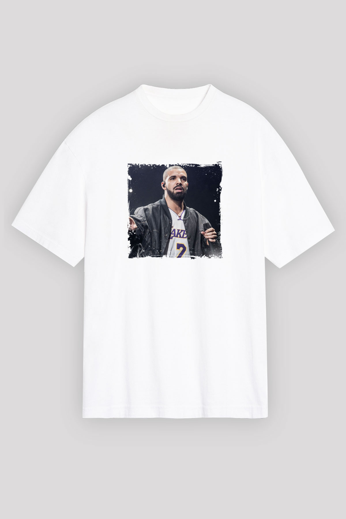Drake Baskılı Unisex Beyaz Tişört