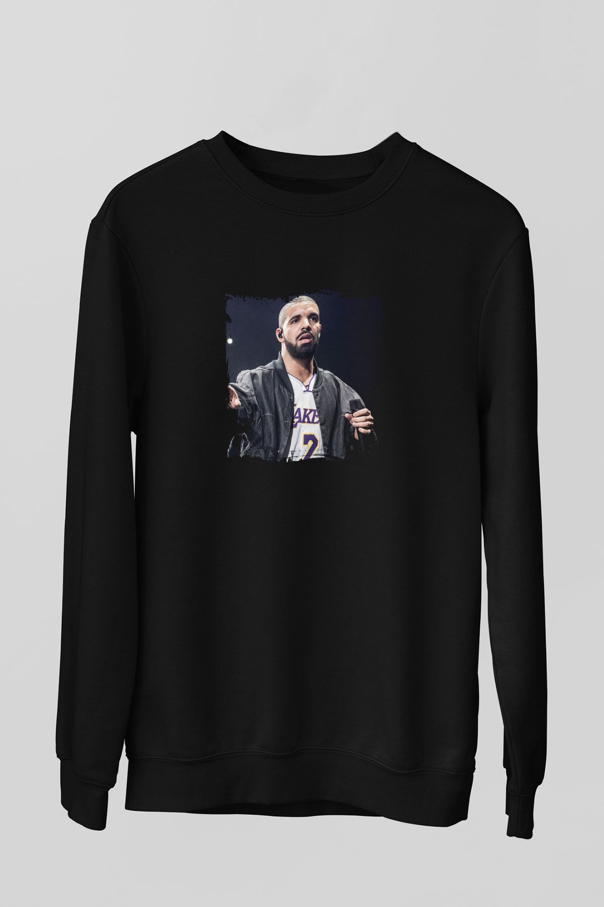 Drake Baskılı Unisex Siyah Sweatshirt