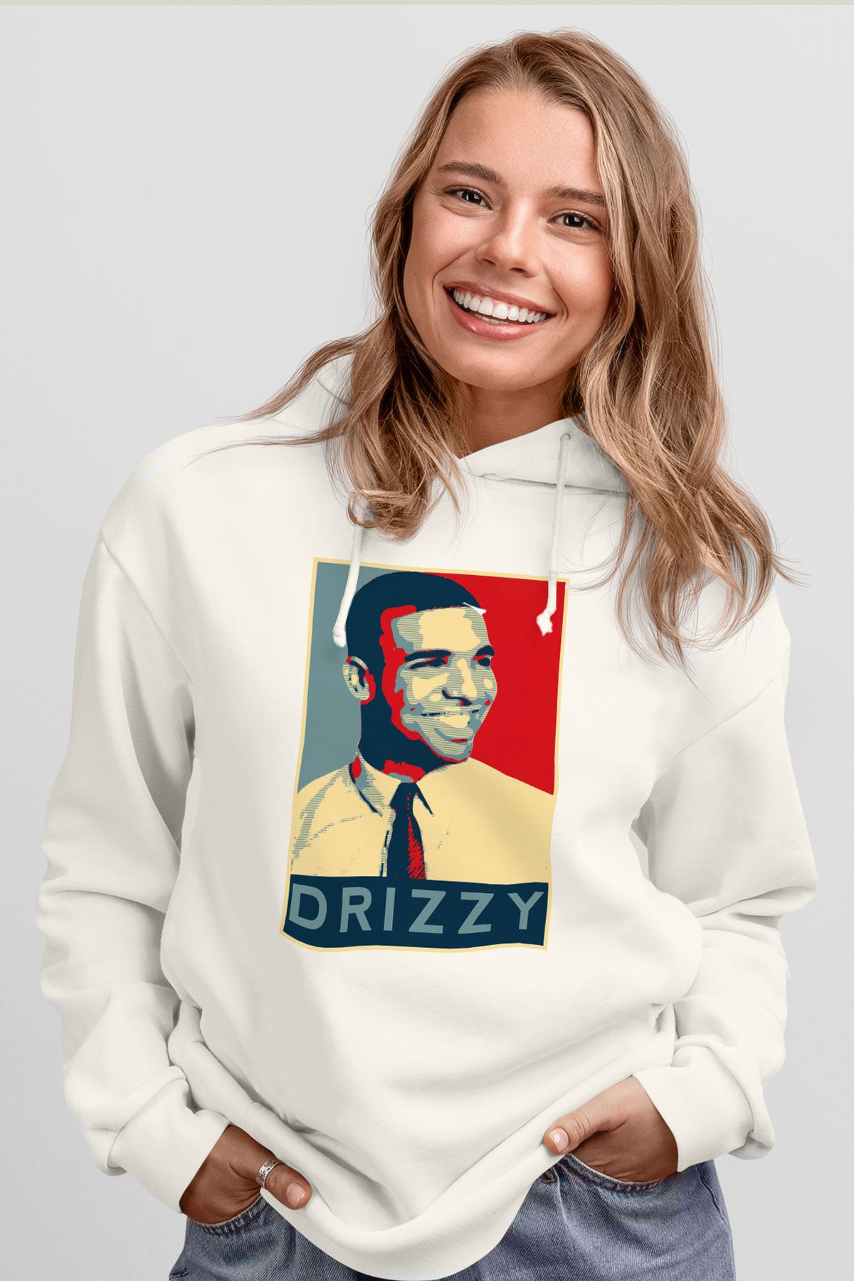 Drake Beyaz Unisex Kapşonlu Sweatshirt