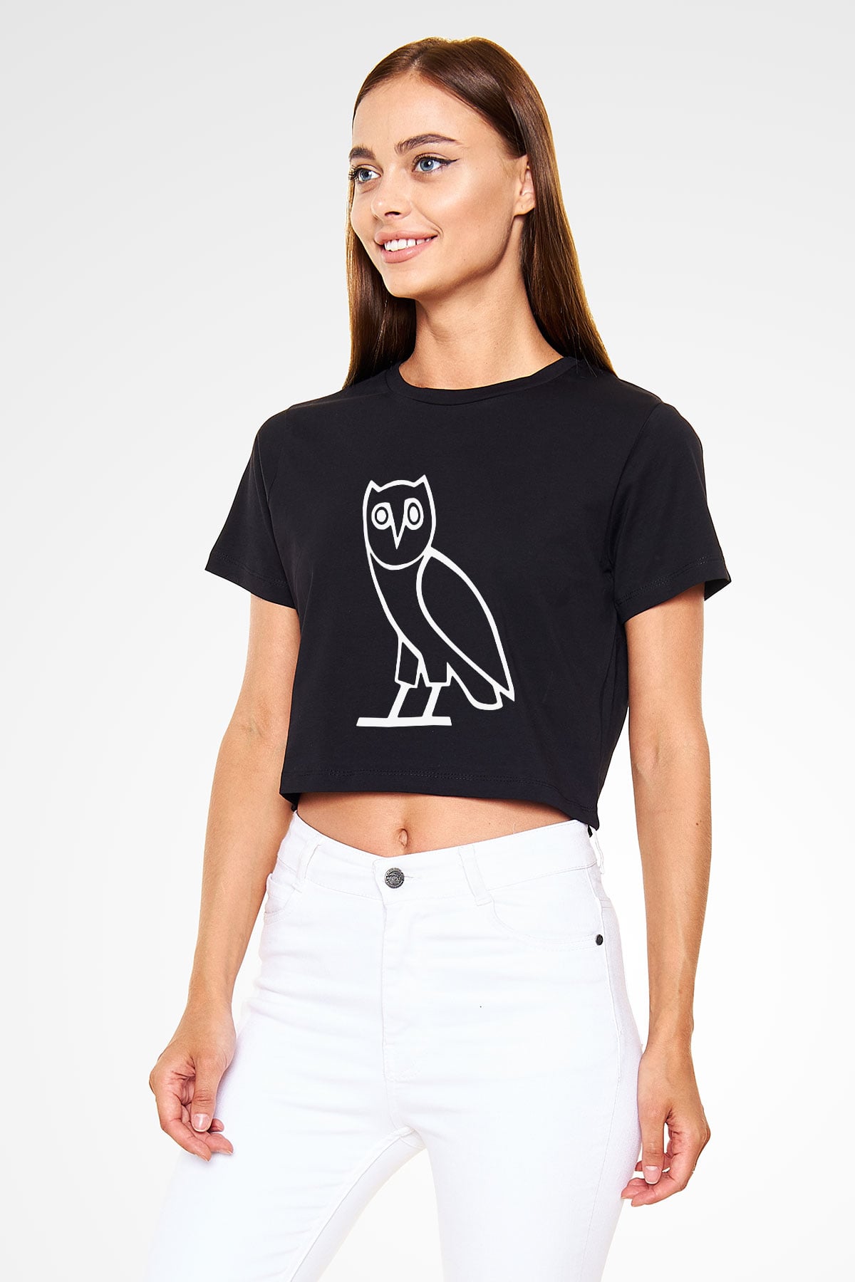 Drake Siyah Crop Top Tişört