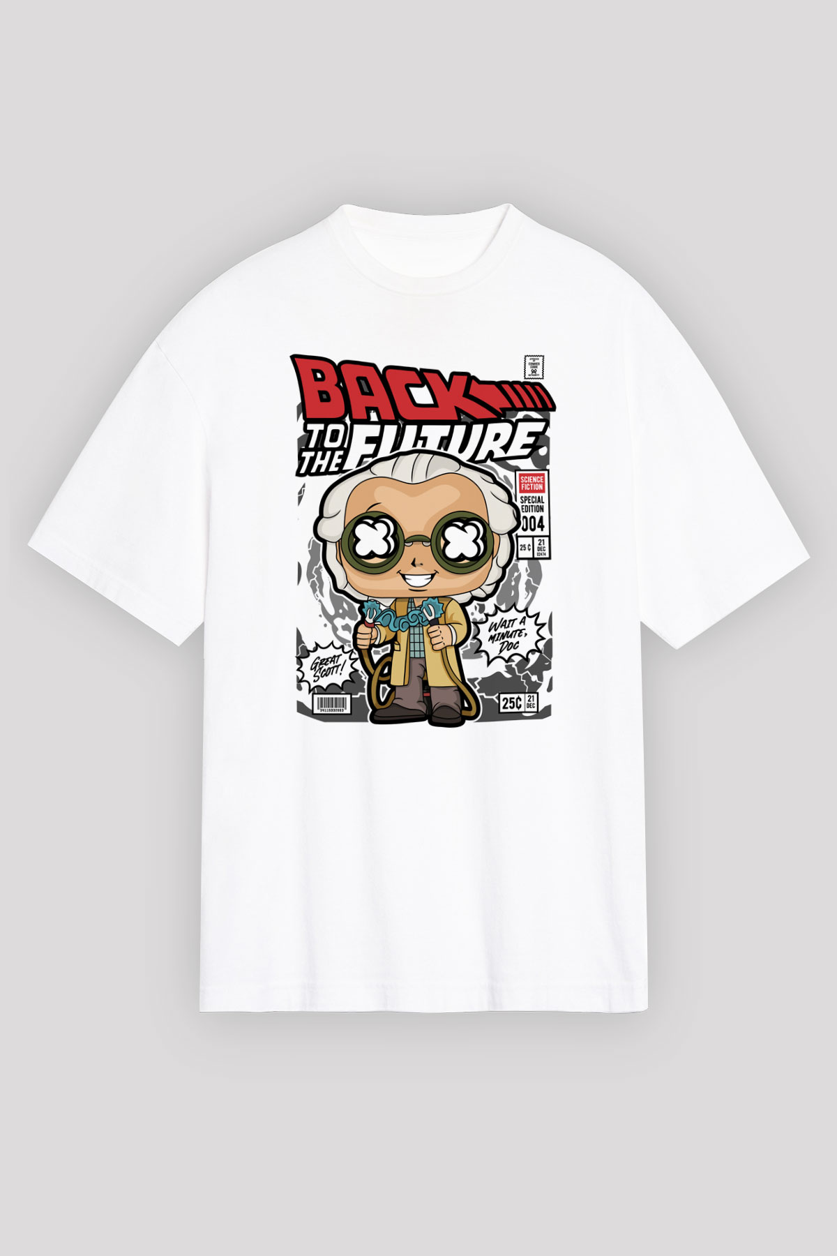 DrBrown Baskılı Unisex Beyaz Oversize Tişört
