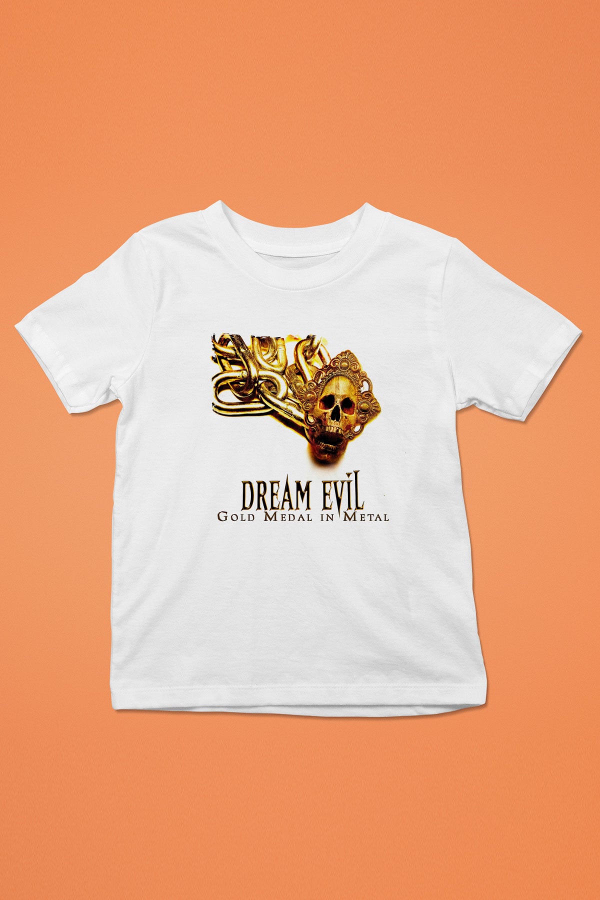 Dream Evil Baskılı Beyaz Unisex Beyaz Çocuk Tişört - Tshirt