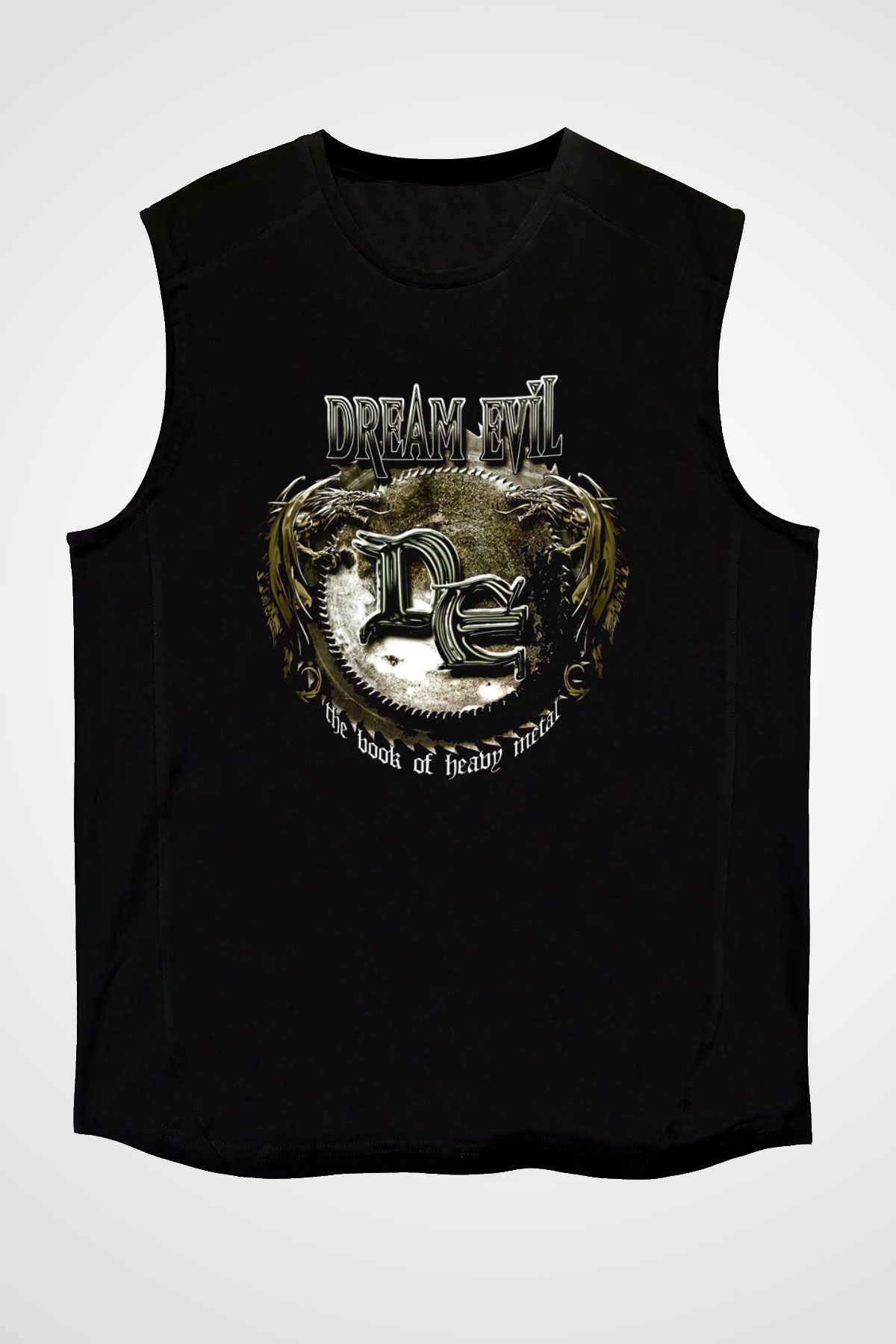 Dream Evil Baskılı Unisex Siyah Kolsuz Tişört - Tshirt