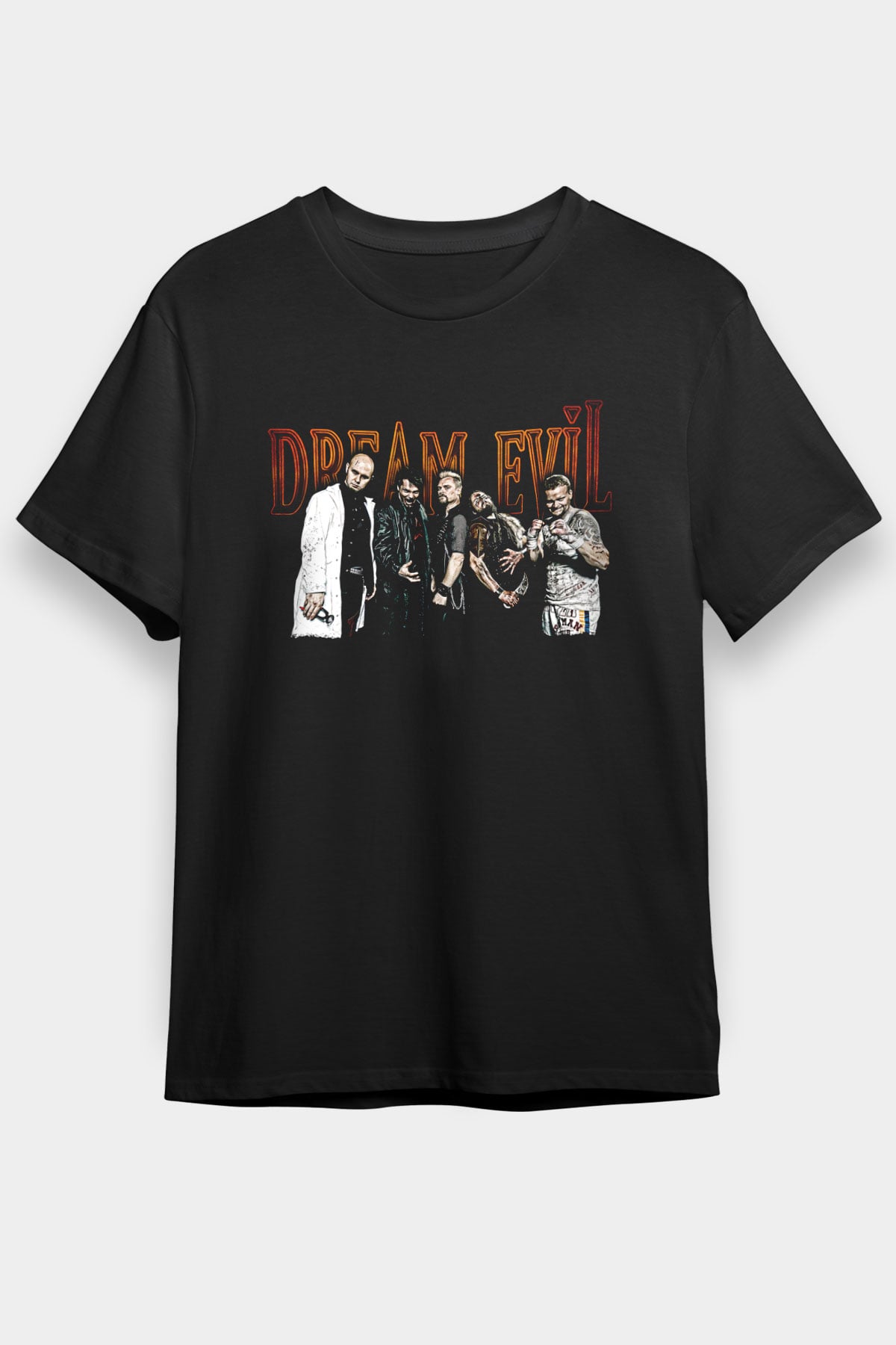 Dream Evil Baskılı Unisex Siyah Tişört - Tshirt