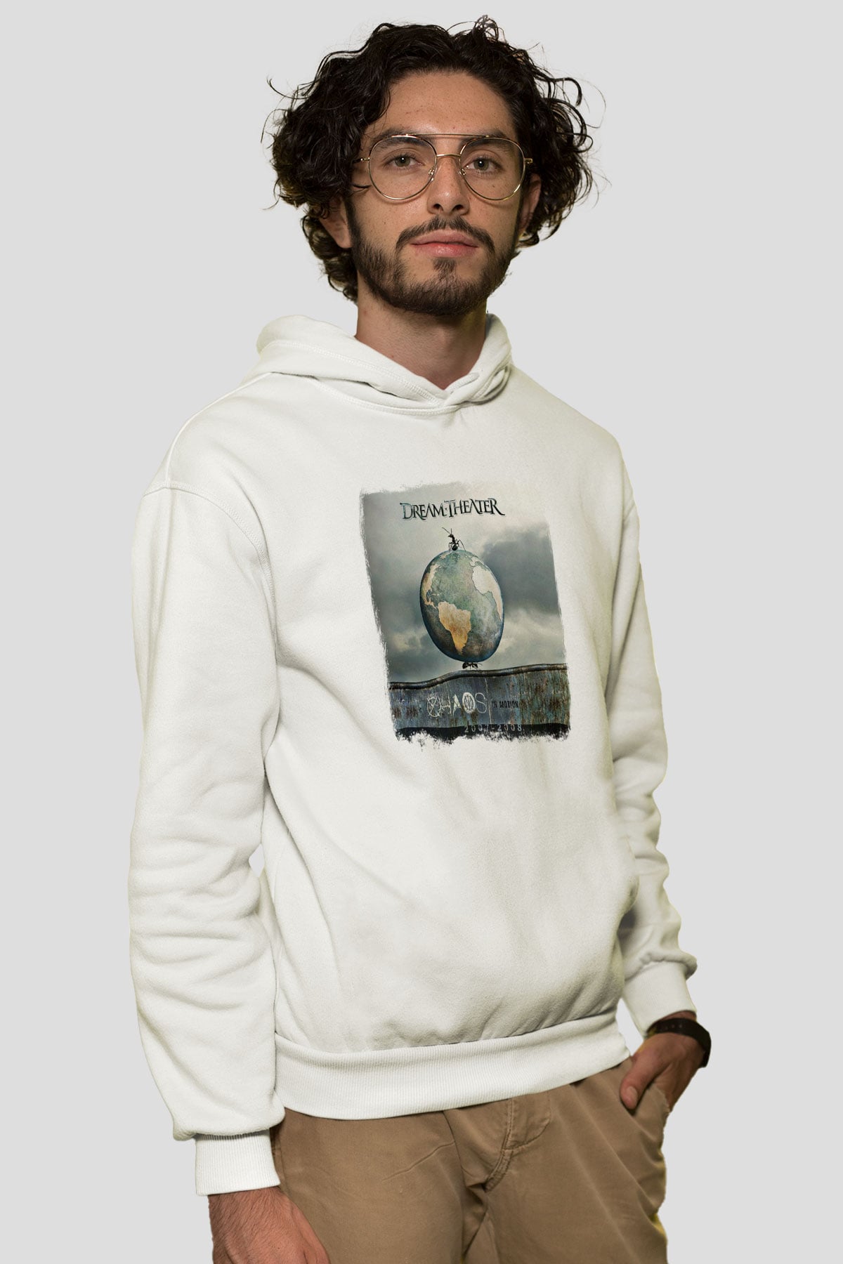 Dream Theater Baskılı Unisex Beyaz Hoodie