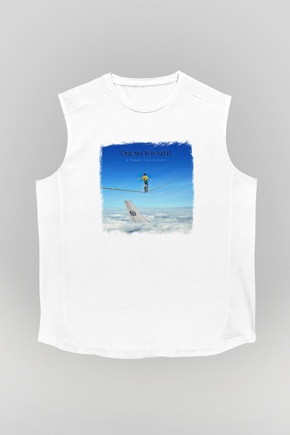 Dream Theater Baskılı Unisex Beyaz Kolsuz Tişört