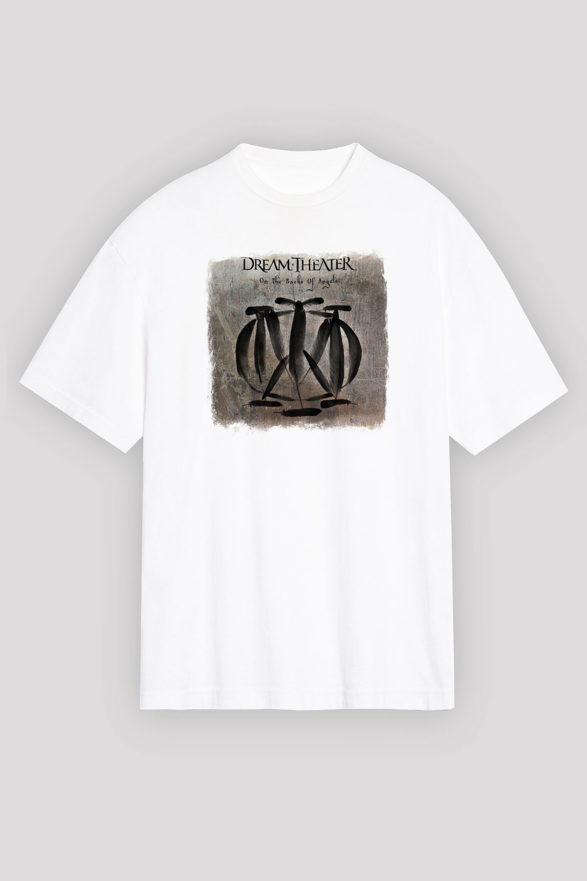Dream Theater Baskılı Unisex Beyaz Oversize Tişört