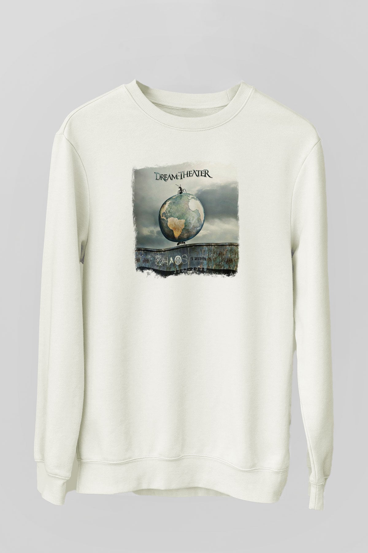 Dream Theater Baskılı Unisex Beyaz Sweatshirt