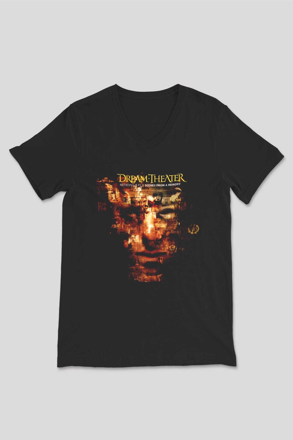 Dream Theater Siyah Unisex V Yaka Tişört T-Shirt