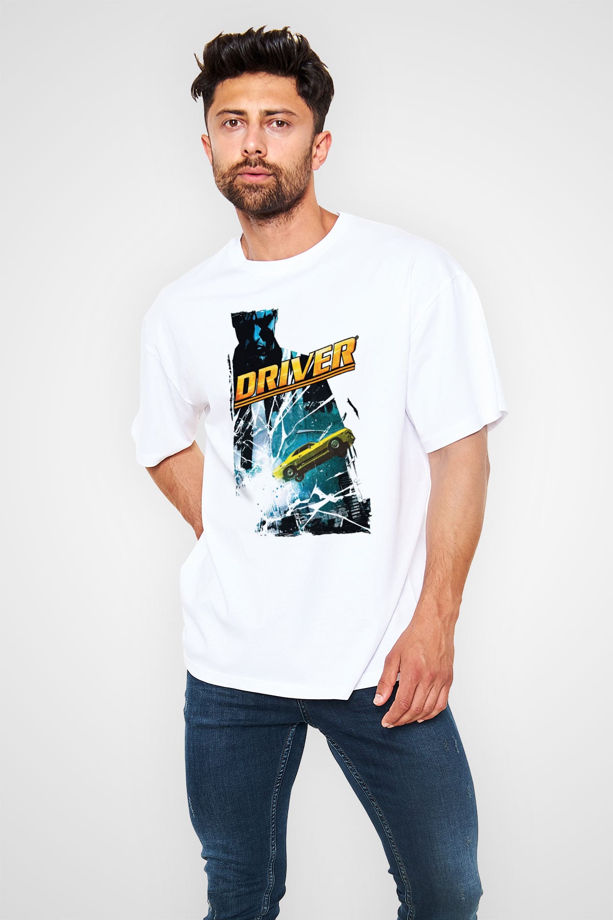 Driver Beyaz Unisex Tişört T-Shirt