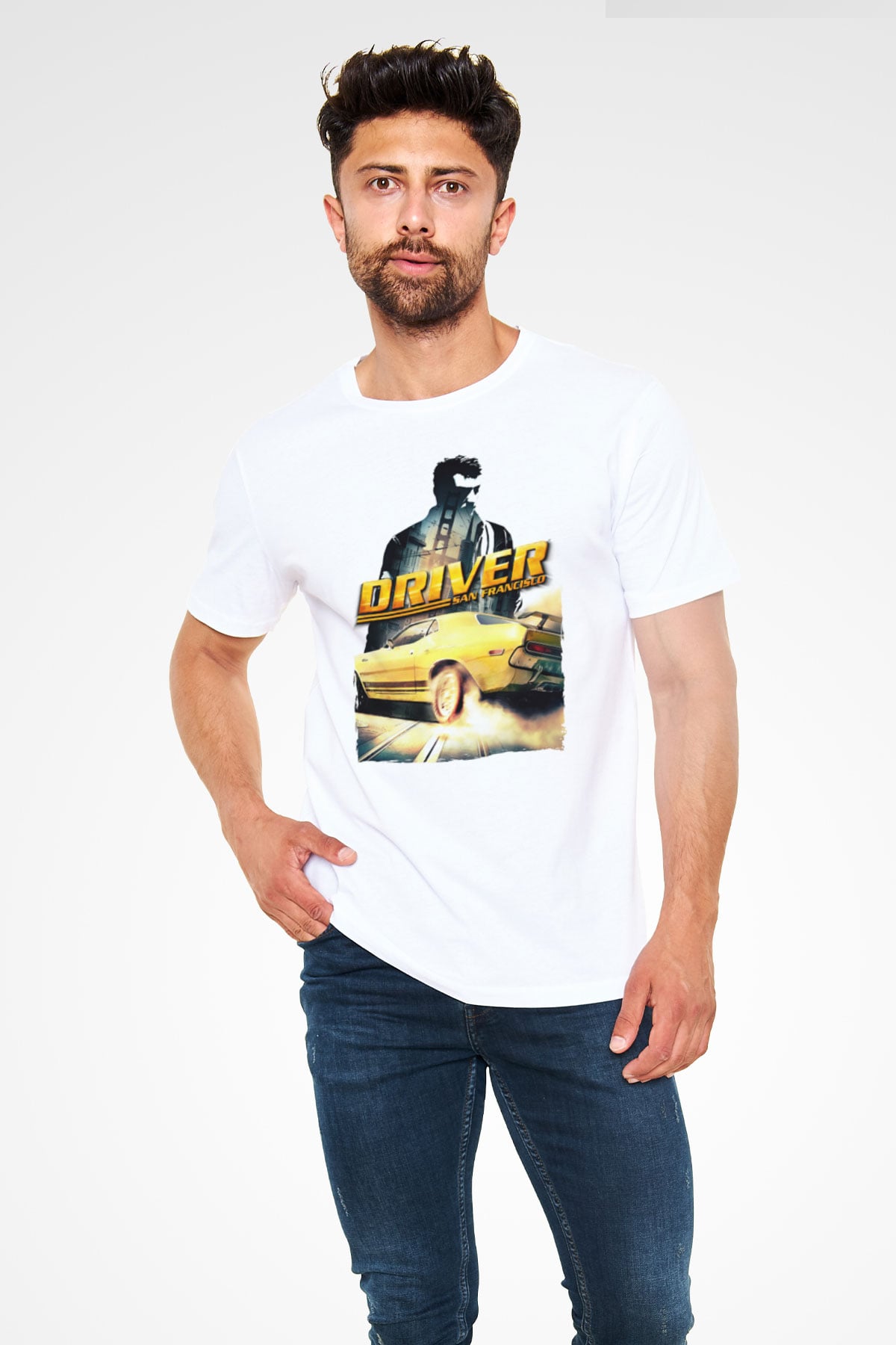 Driver Beyaz Unisex Tişört T-Shirt