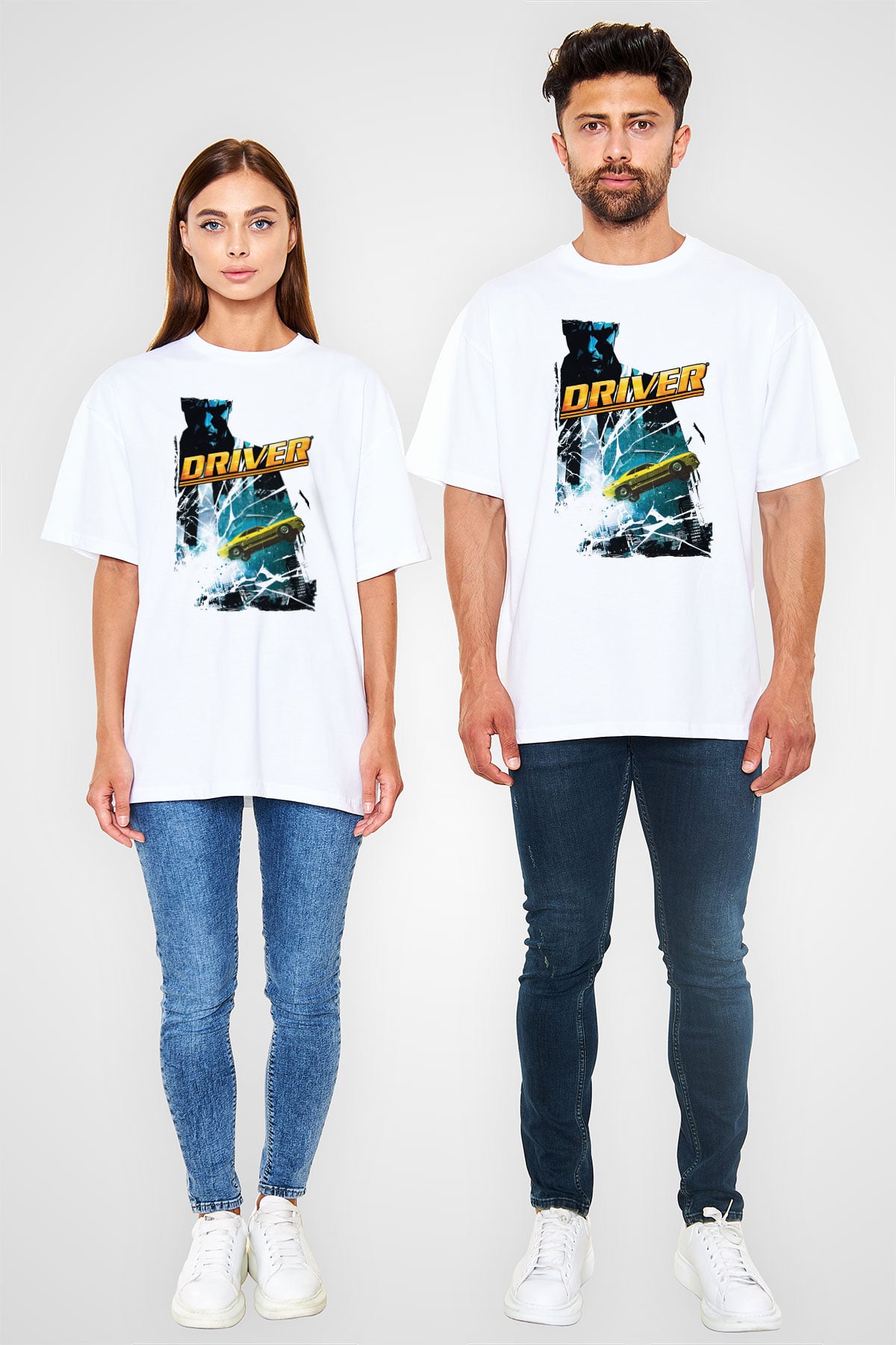 Driver Beyaz Unisex Tişört T-Shirt