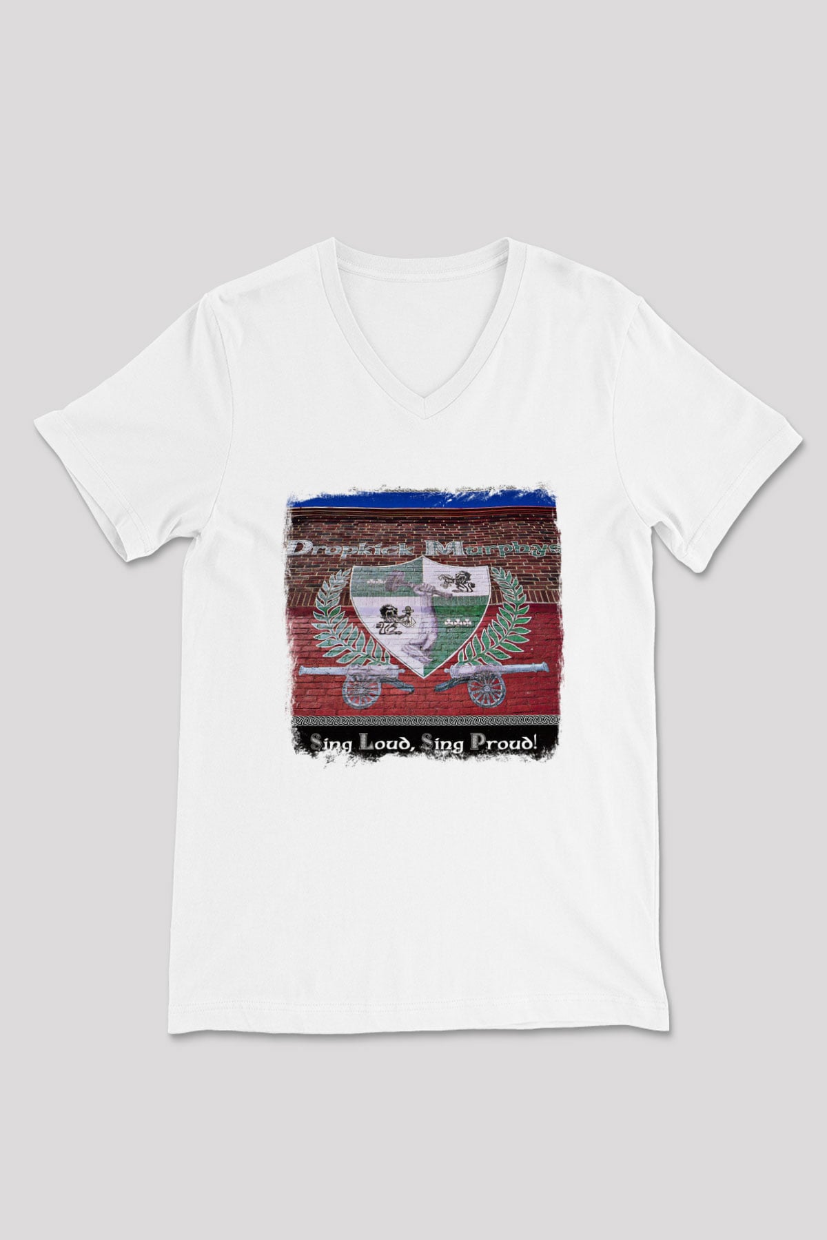 Dropkick Murphys Baskılı Unisex Beyaz V Yaka Tişört