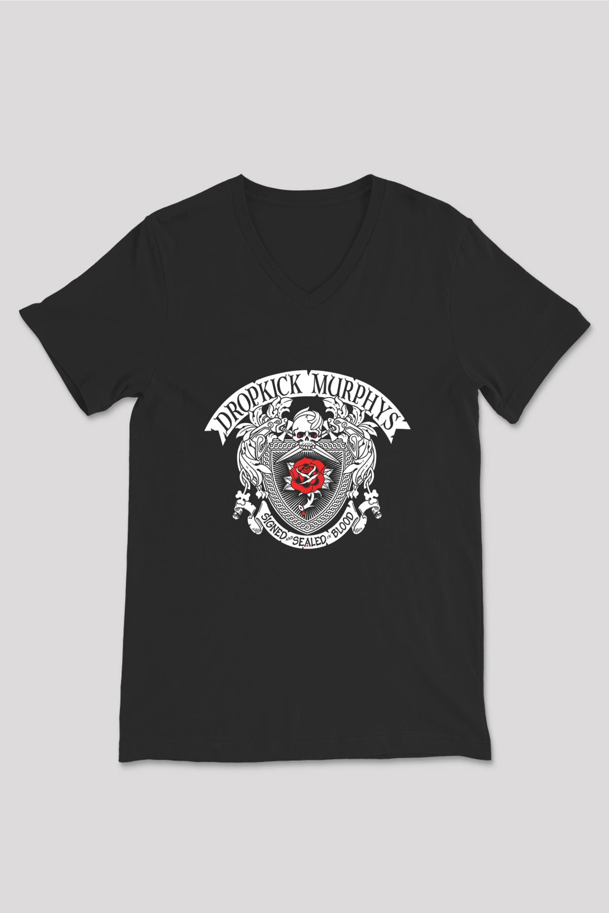 Dropkick Murphys Baskılı Unisex Siyah V Yaka Tişört