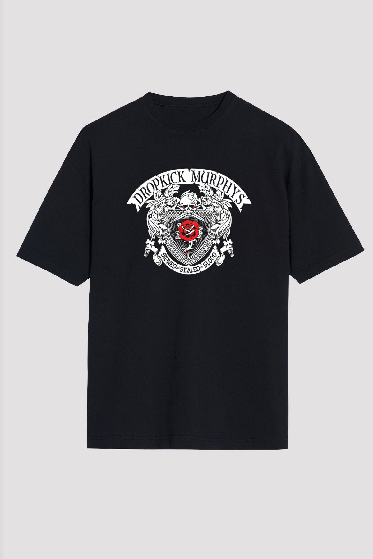 Dropkick Murphys Baskılı Unisex Siyah Oversize Tişört