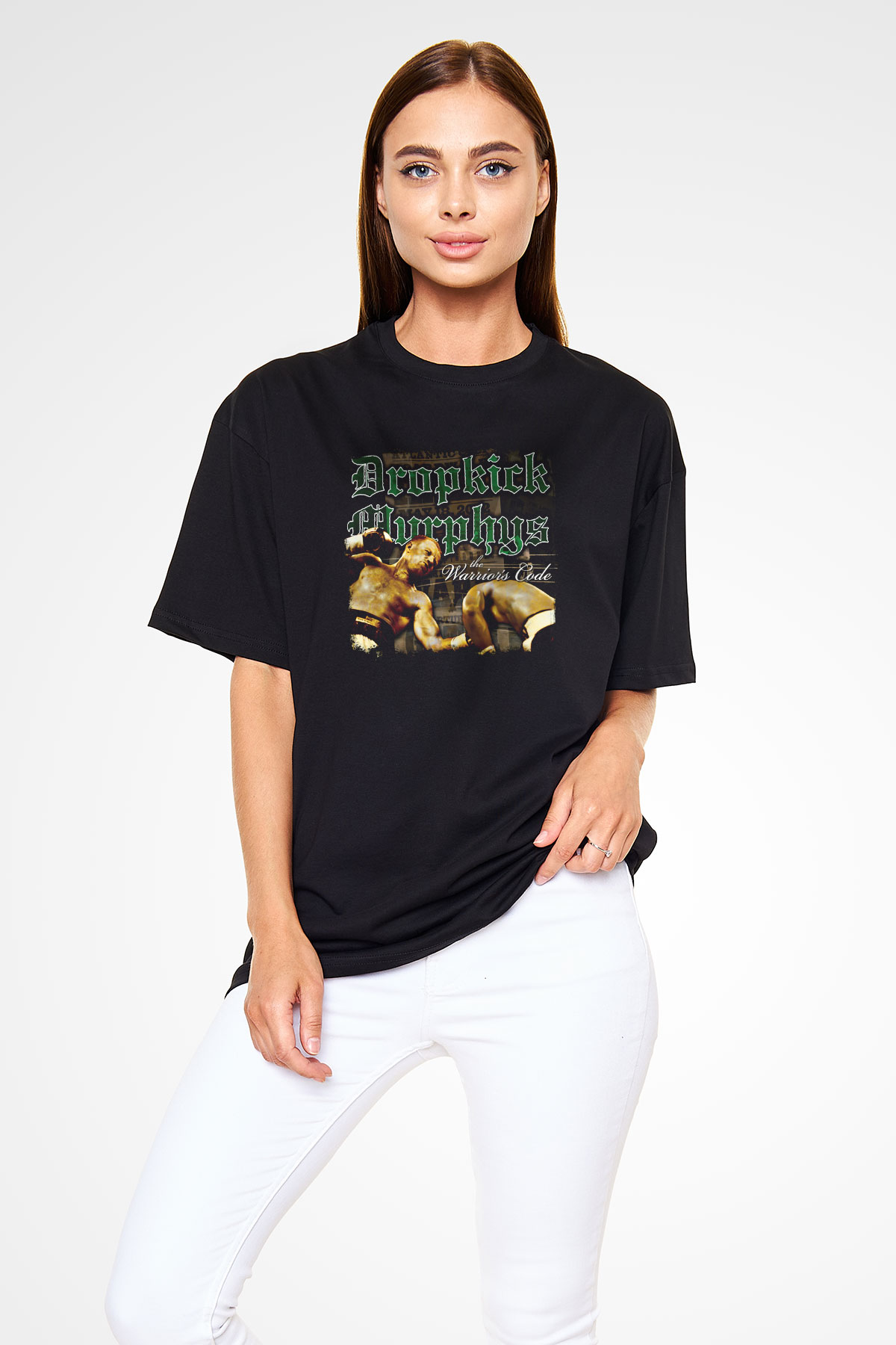 Dropkick Murphys Baskılı Unisex Siyah Oversize Tişört