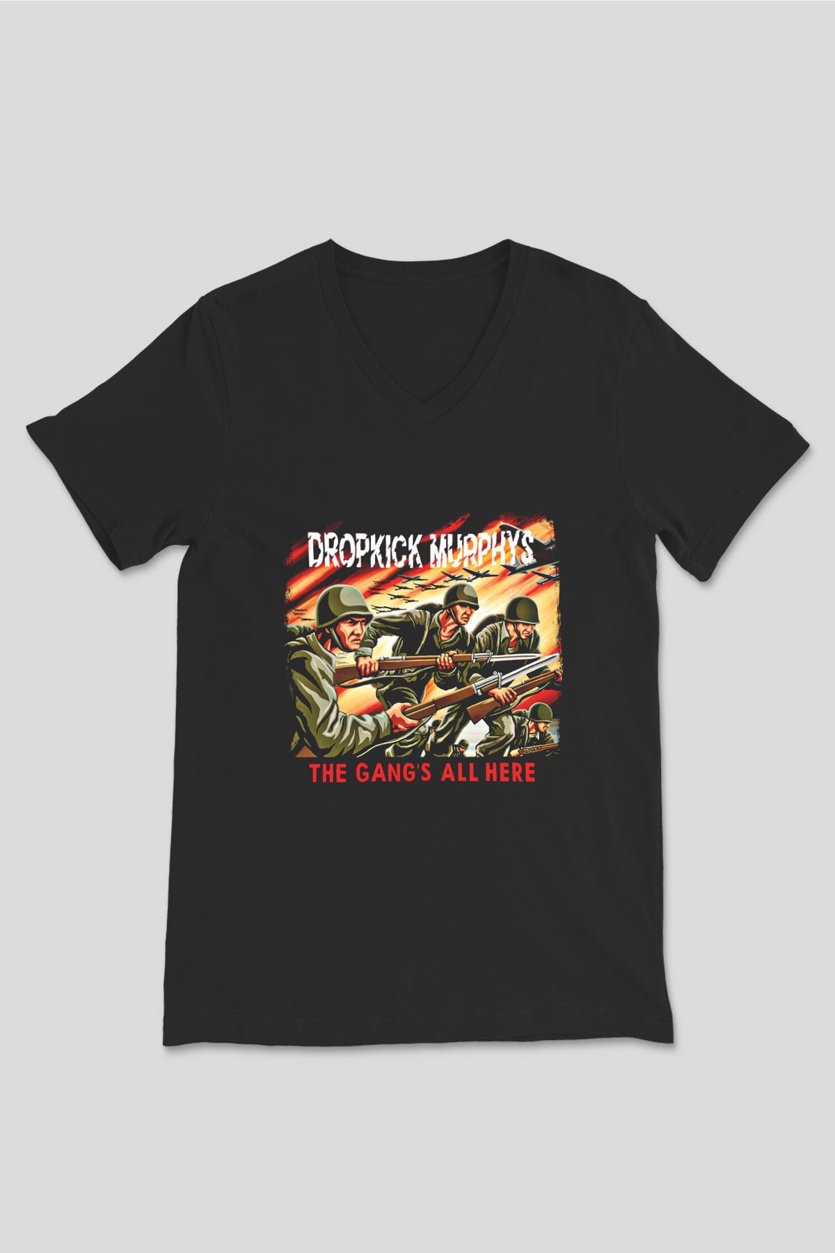 Dropkick Murphys Baskılı Unisex Siyah V Yaka Tişört