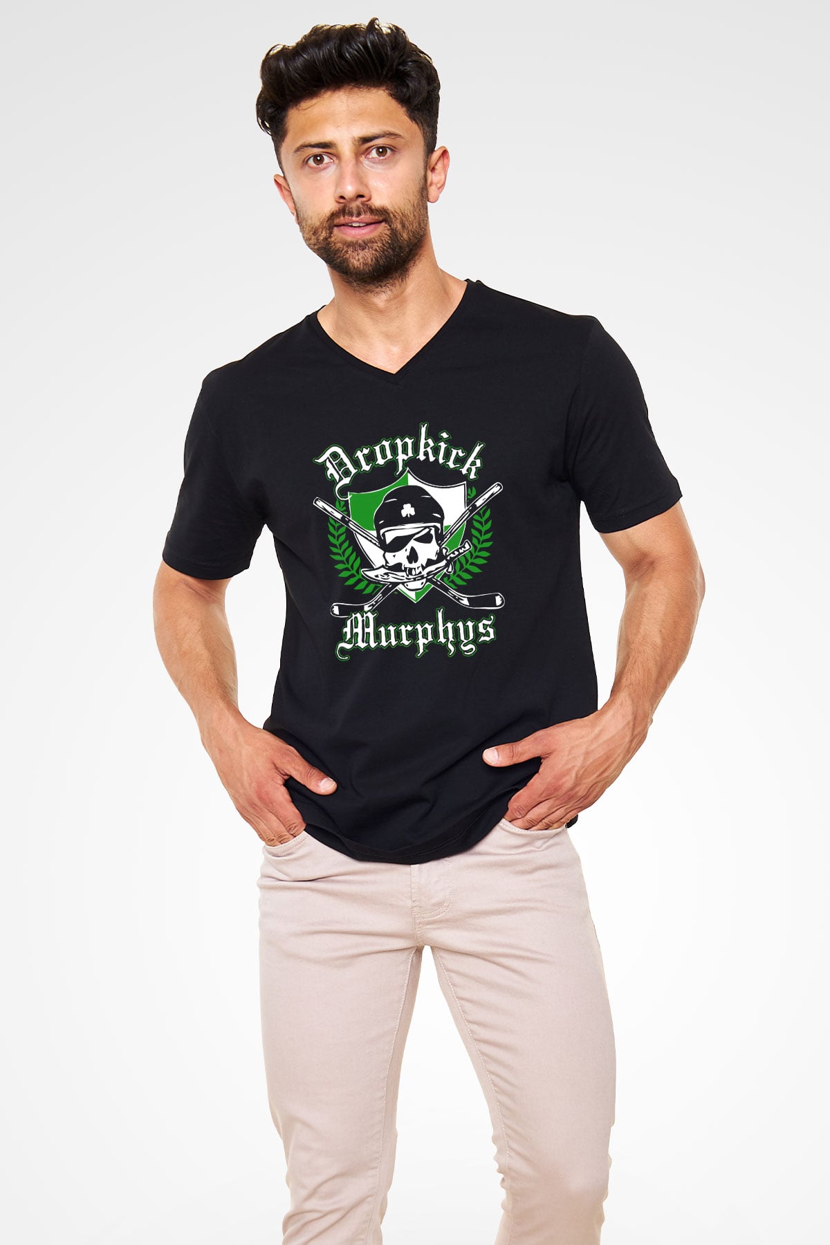 Dropkick Murphys Siyah Unisex V Yaka Tişört T-Shirt