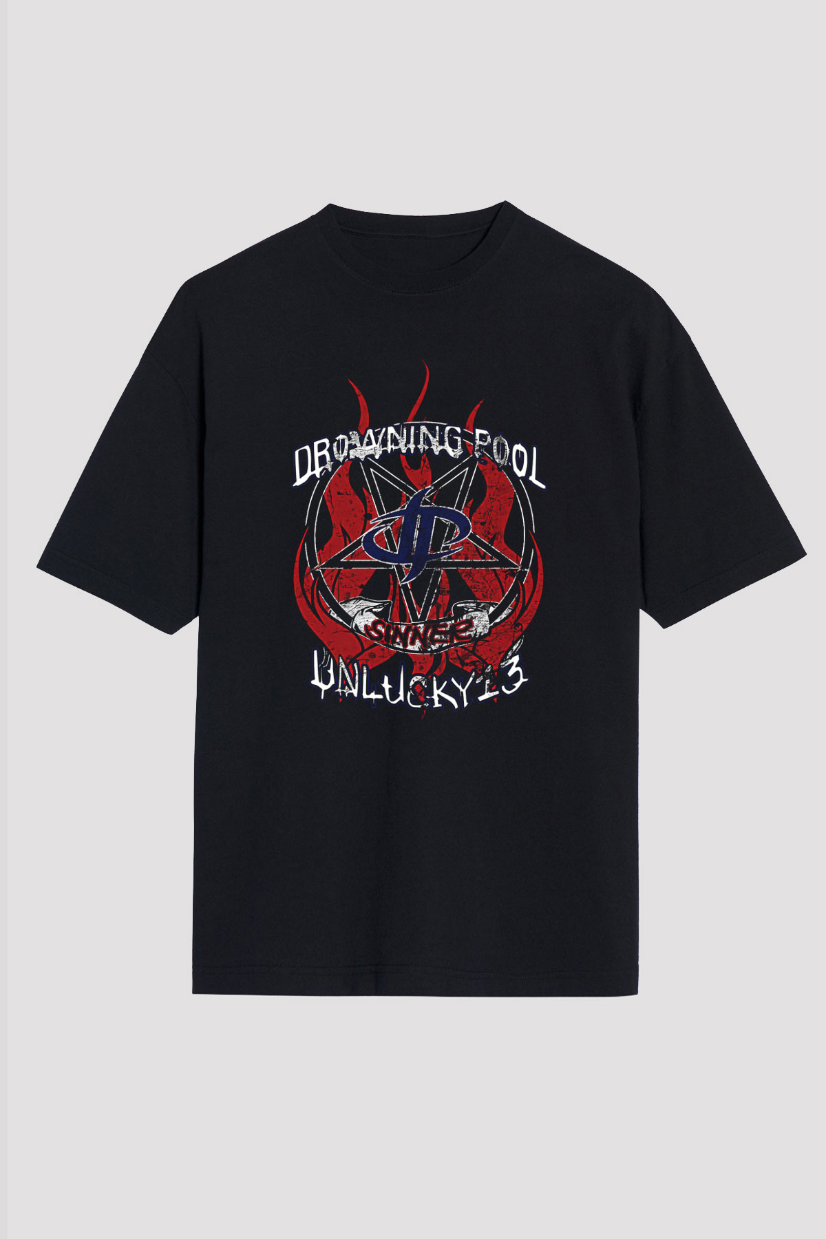 Drowning Pool Baskılı Unisex Siyah Oversize Tişört - Tshirt