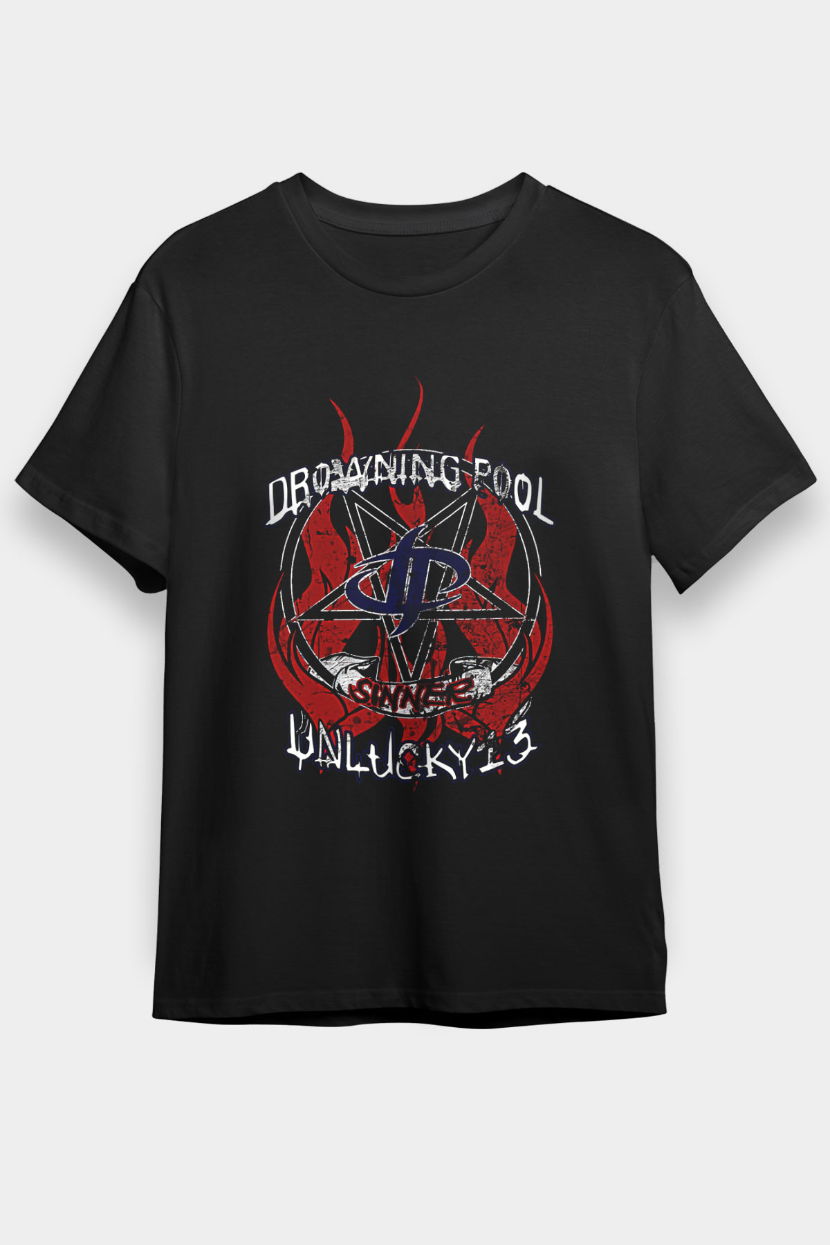 Drowning Pool Baskılı Unisex Siyah Tişört - Tshirt