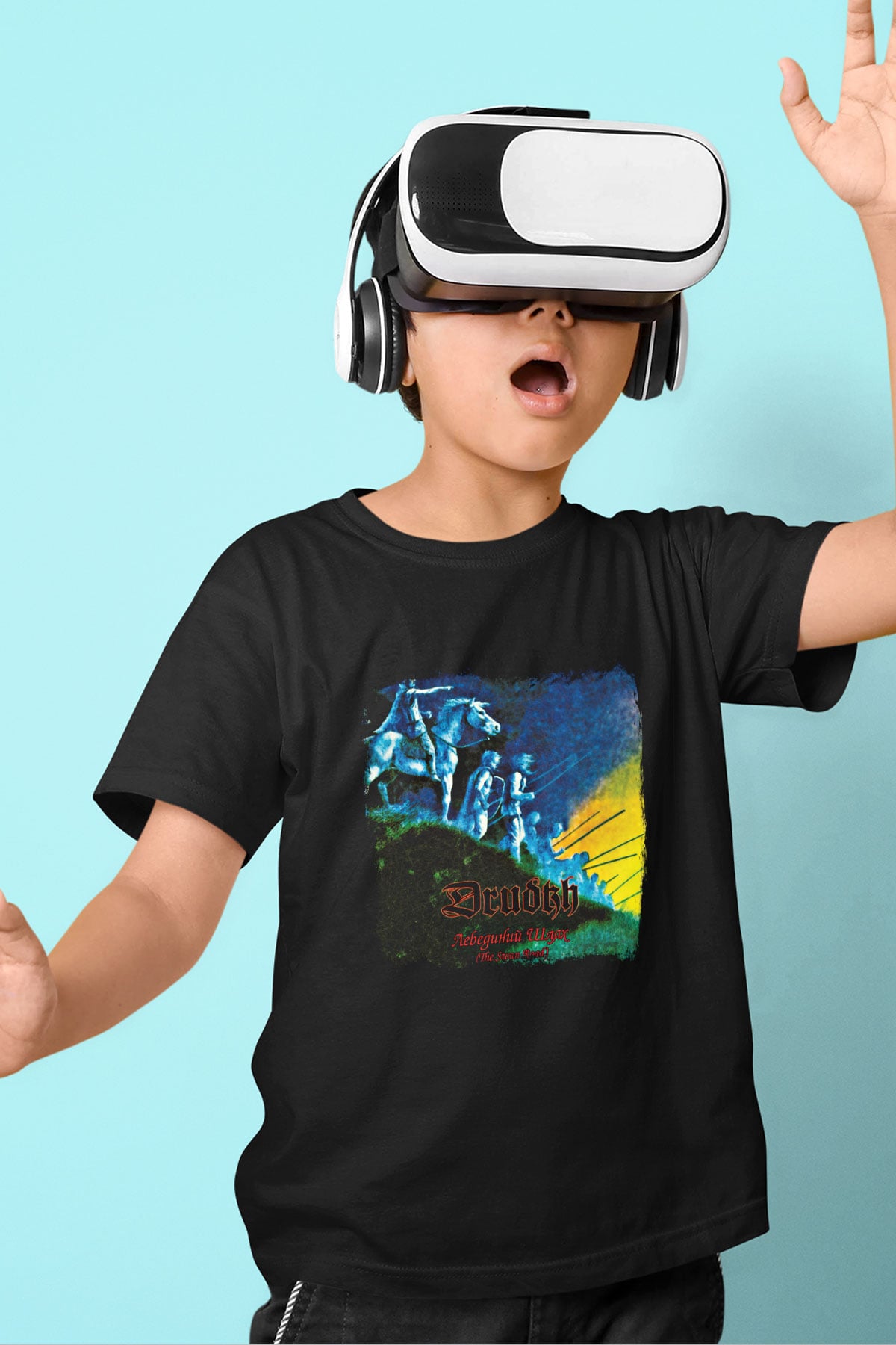 Drudkh Baskılı Unisex Siyah Çocuk Tişört