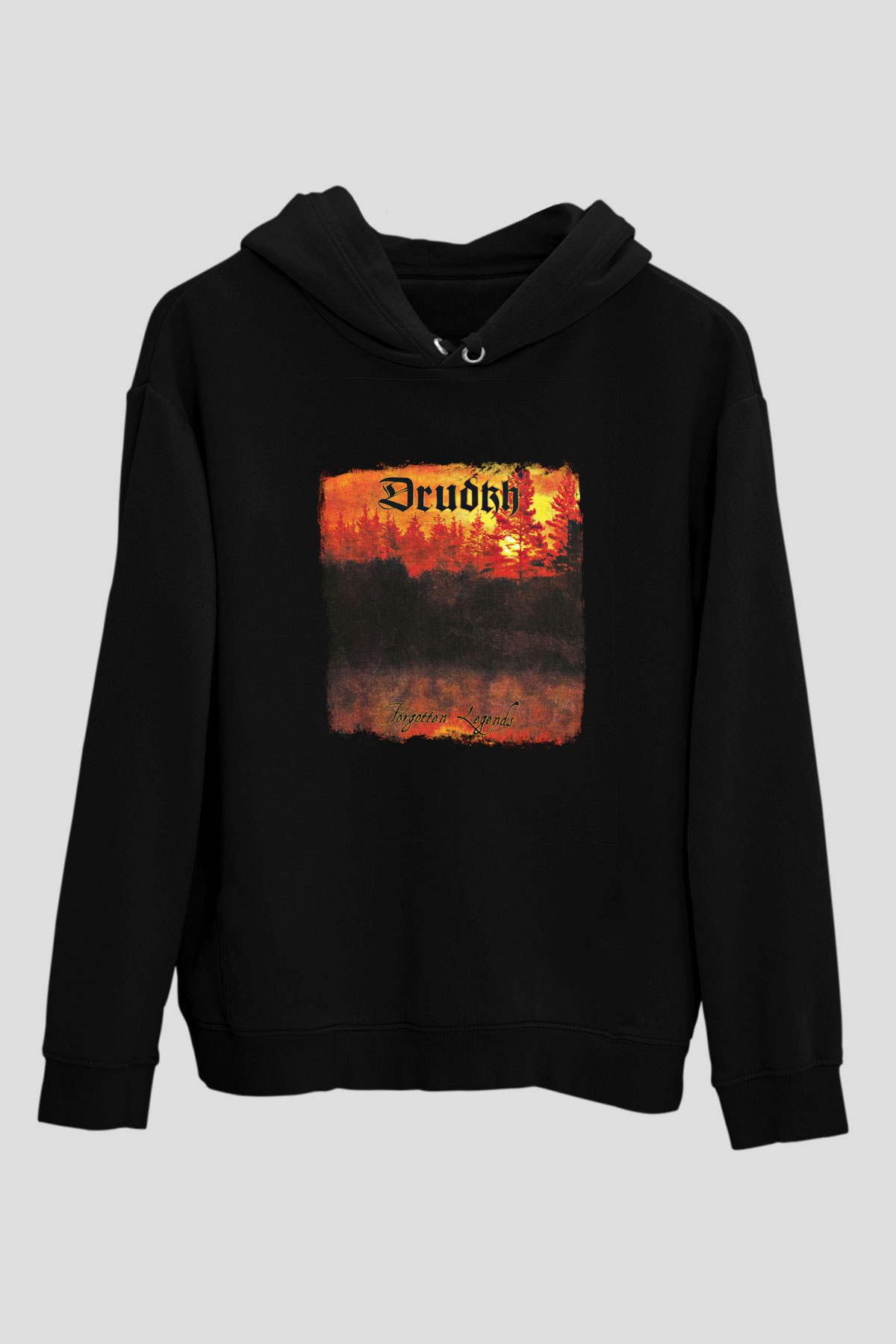 Drudkh Baskılı Unisex Siyah Hoodie