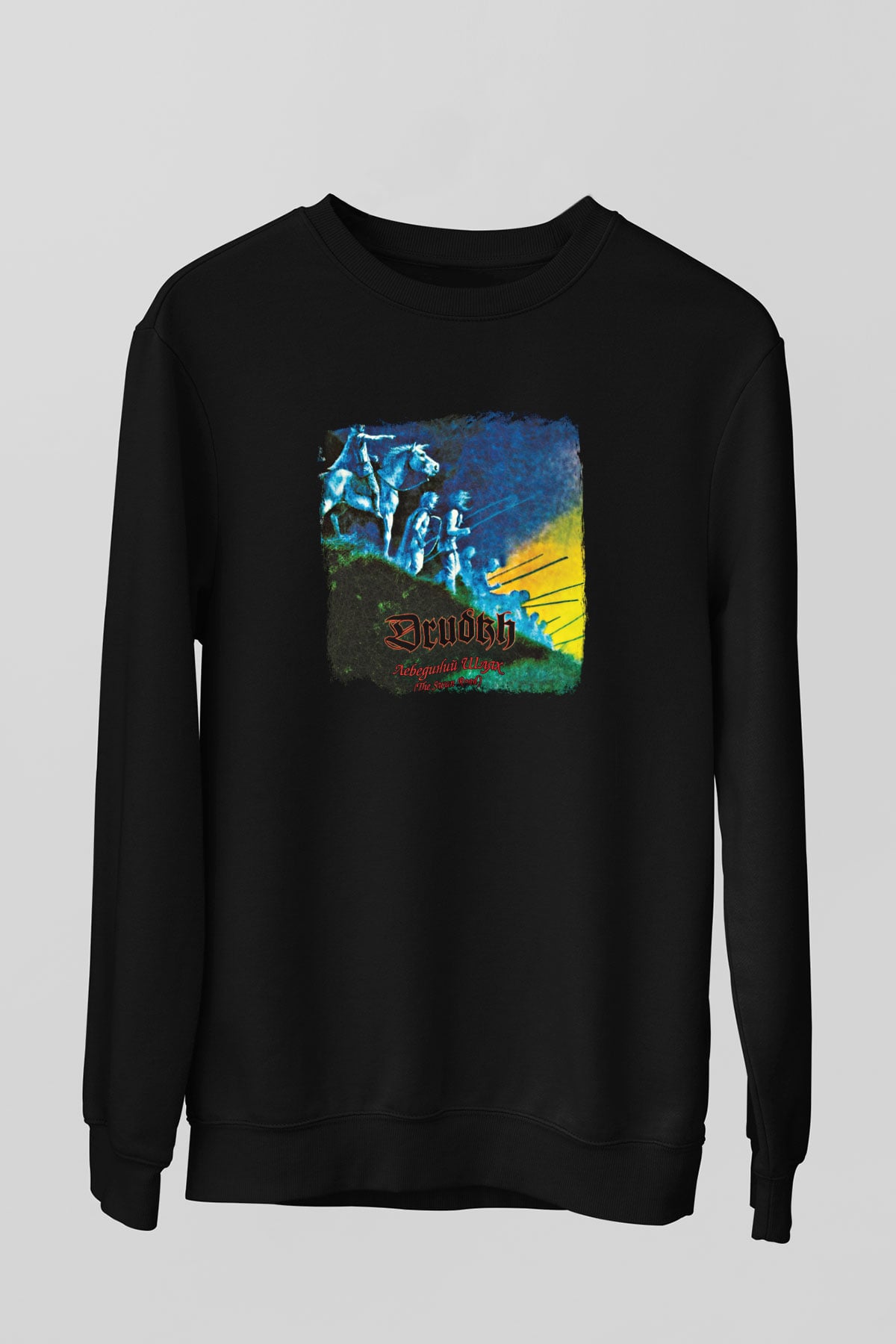Drudkh Baskılı Unisex Siyah Sweatshirt