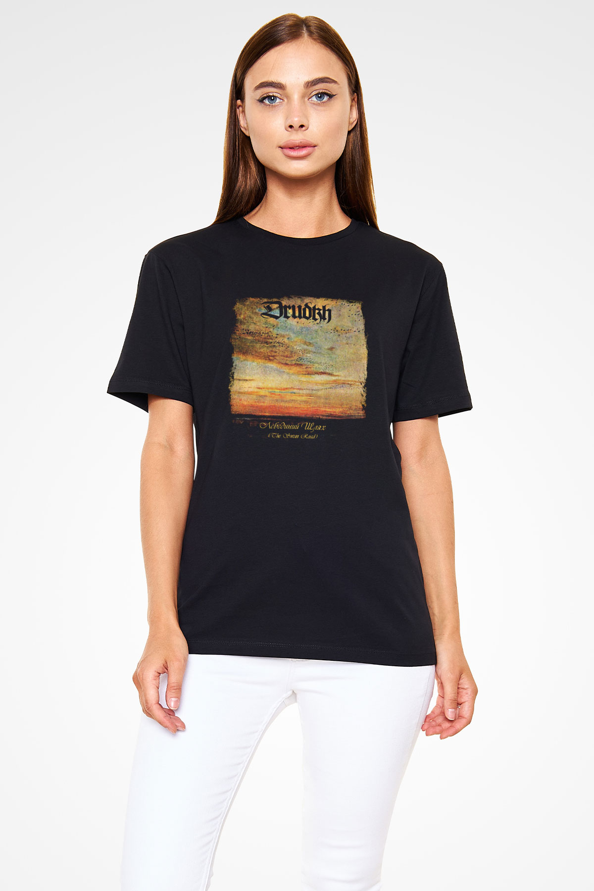 Drudkh Baskılı Unisex Siyah Tişört