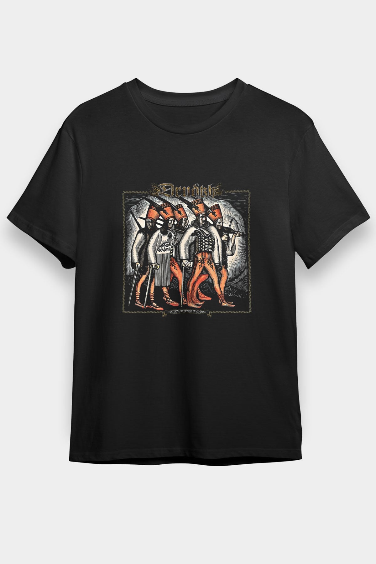 Drudkh Baskılı Unisex Siyah Tişört