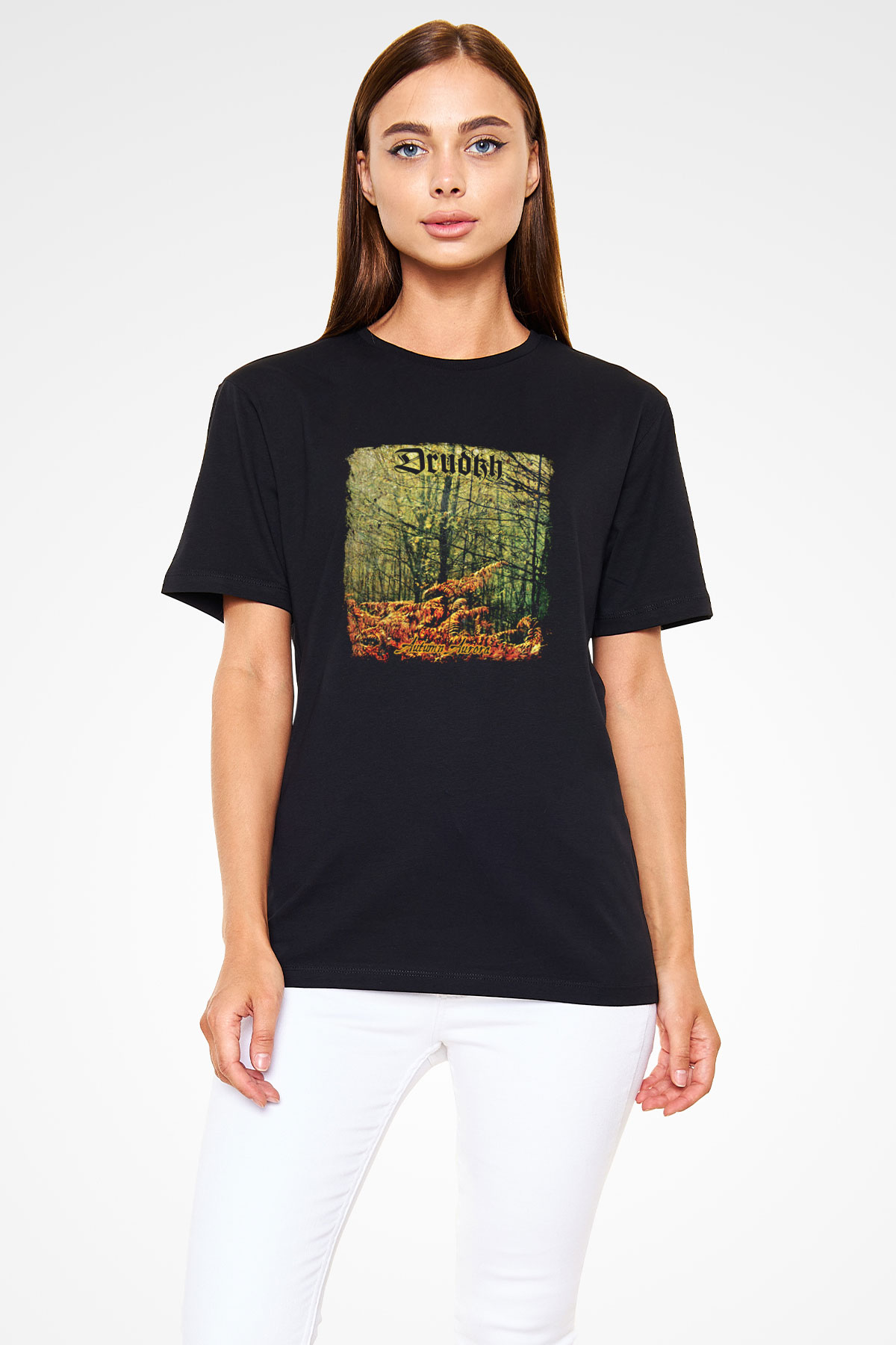Drudkh Baskılı Unisex Siyah Tişört