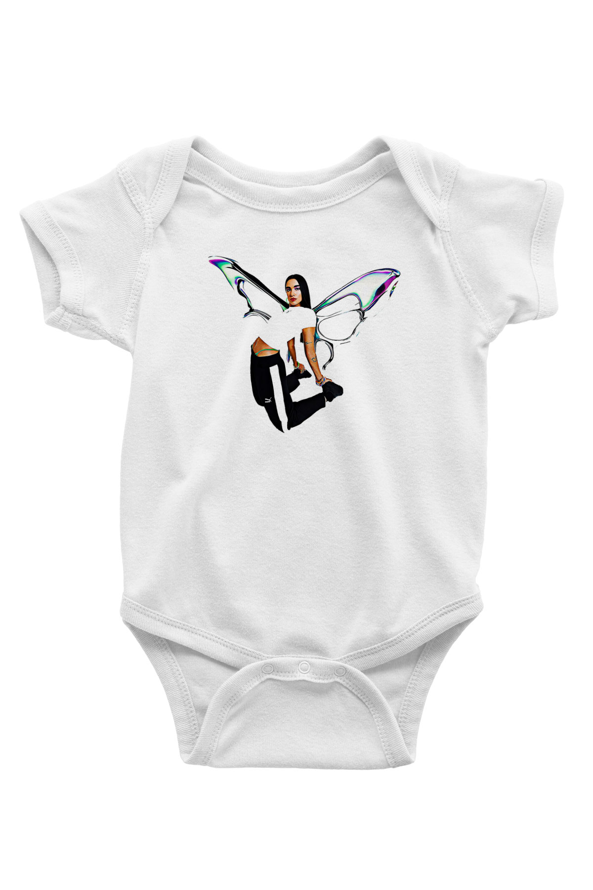 Dua Lipa Baskılı Beyaz Unisex Bebek Body - Zıbın