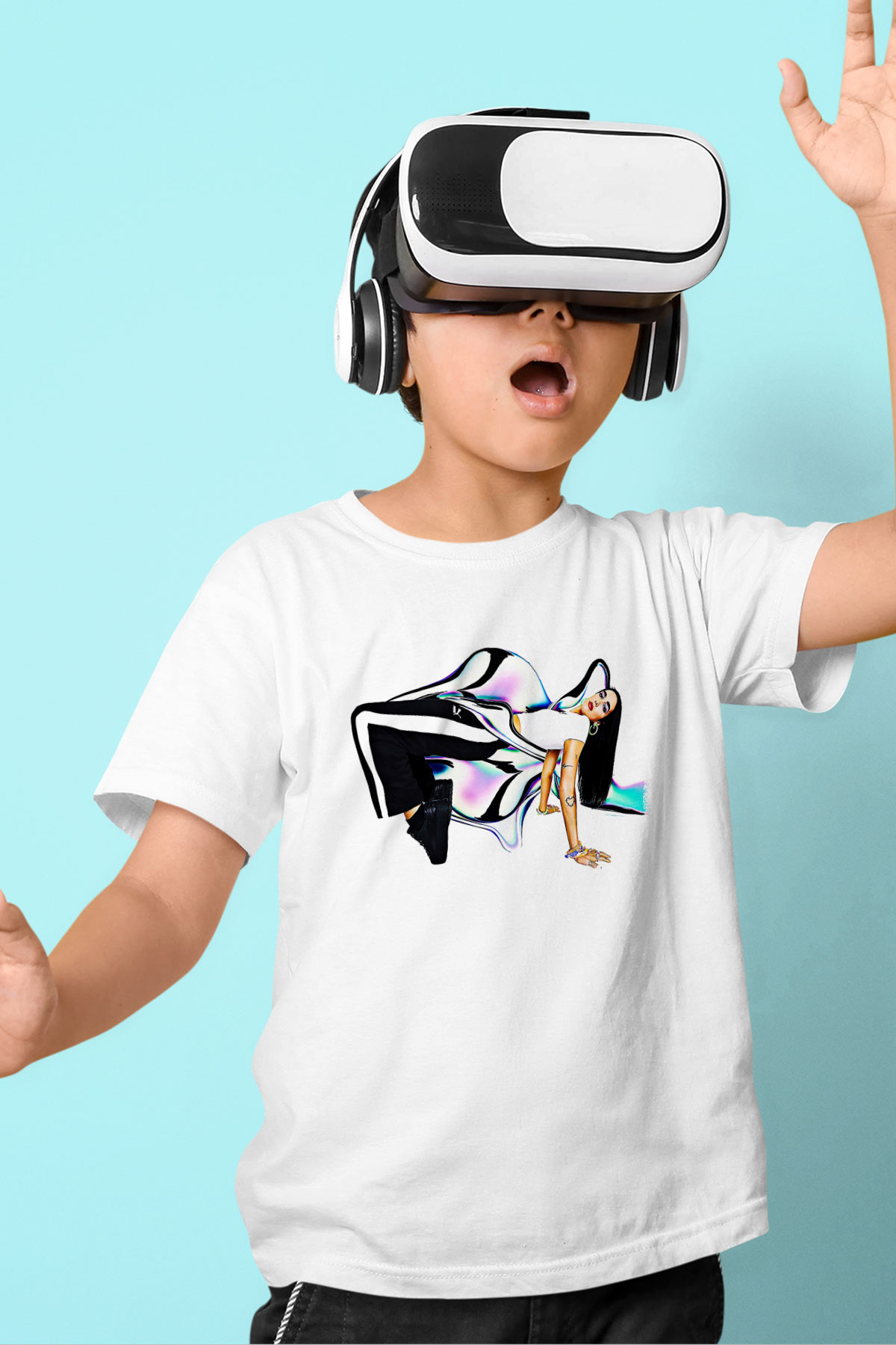 Dua Lipa Baskılı Beyaz Unisex Beyaz Çocuk Tişört - Tshirt