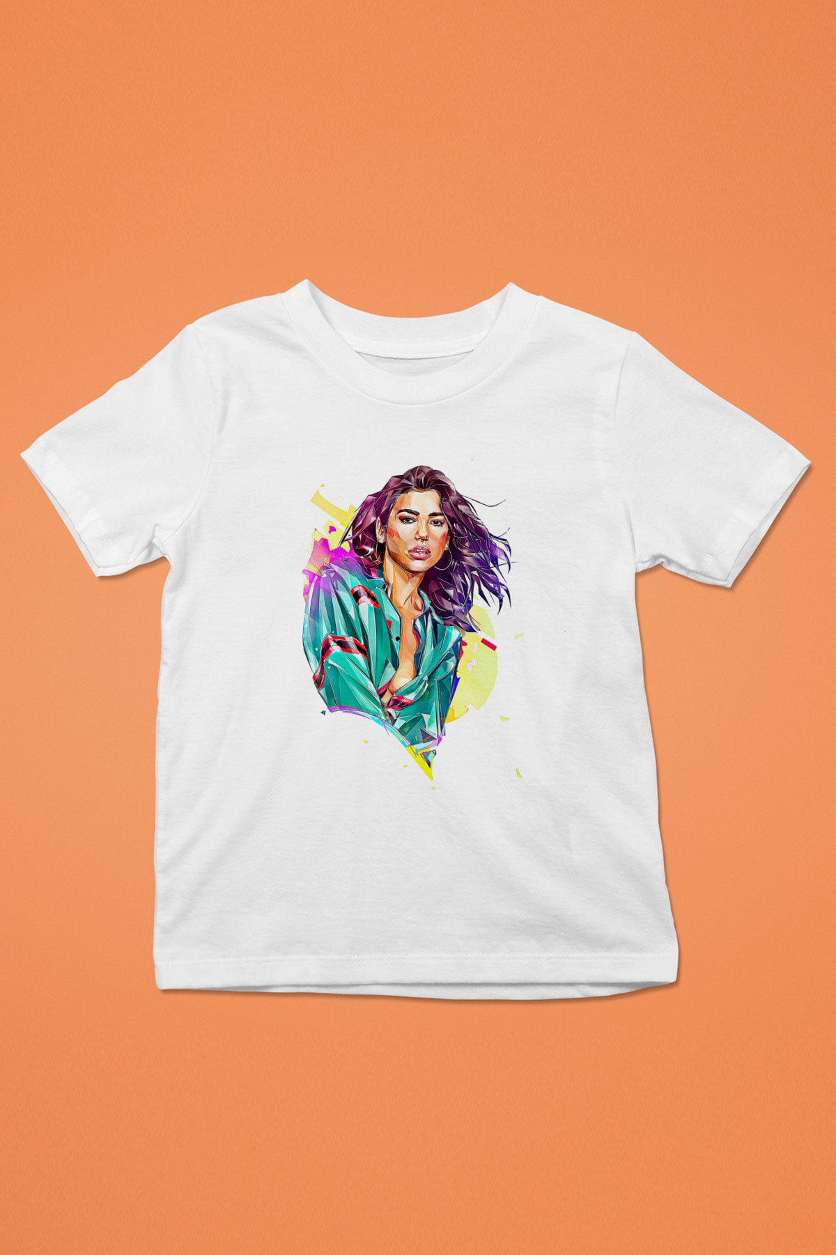 Dua Lipa Baskılı Beyaz Unisex Beyaz Çocuk Tişört - Tshirt