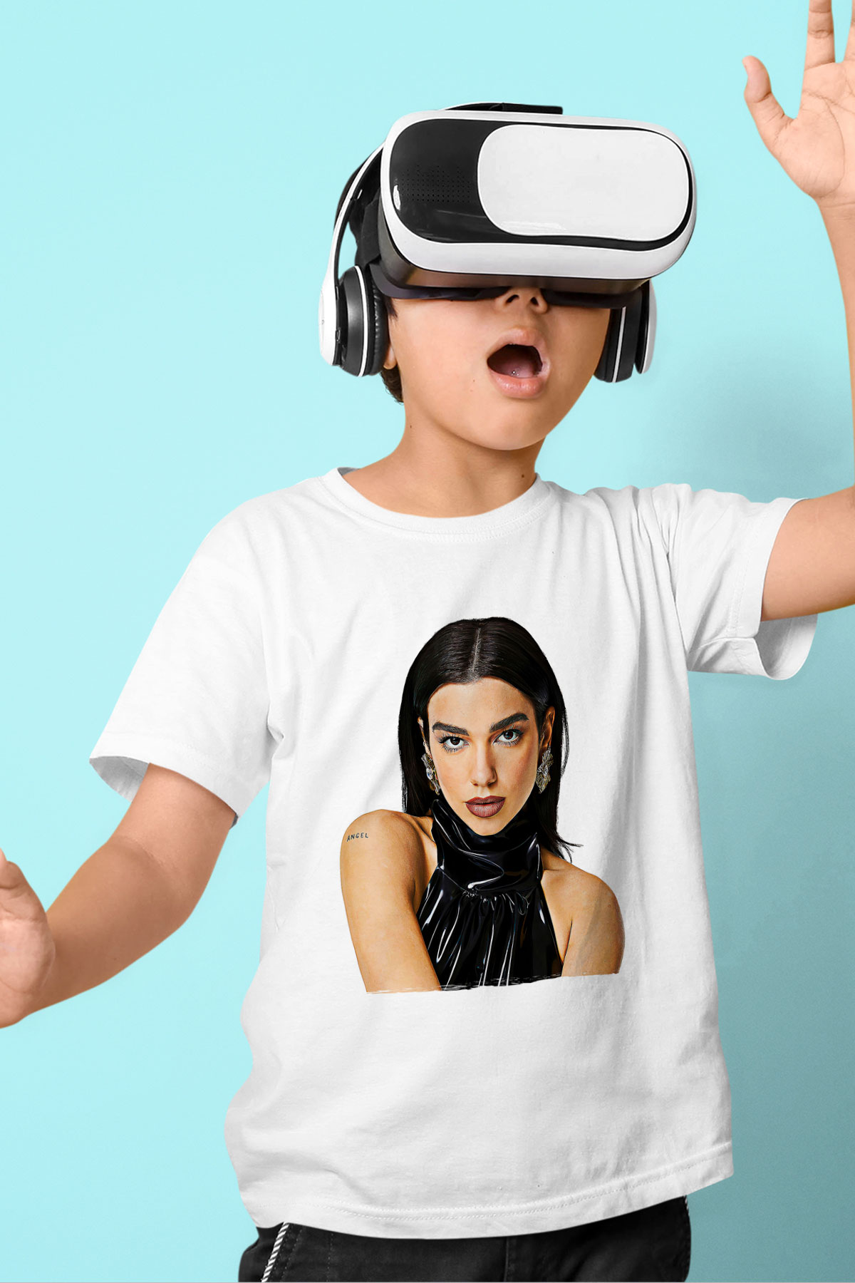 Dua Lipa Baskılı Beyaz Unisex Beyaz Çocuk Tişört - Tshirt