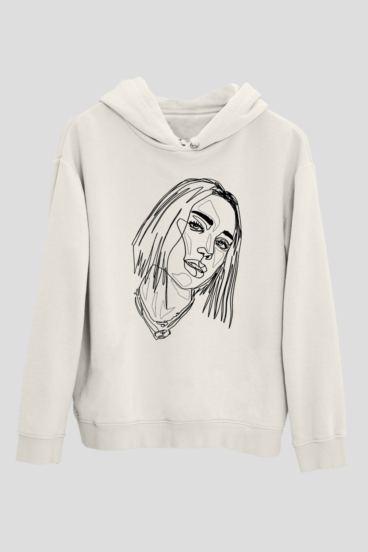 Dua Lipa Baskılı Beyaz Unisex Kapüşonlu Sweatshirt