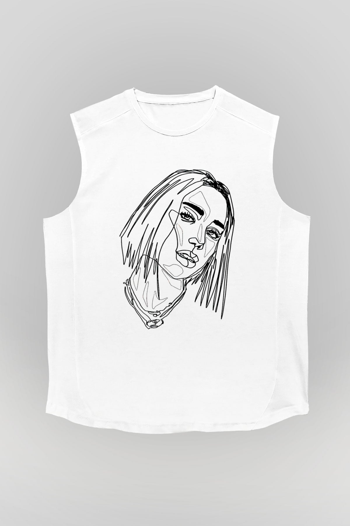 Dua Lipa Baskılı Beyaz Unisex Kolsuz Tişört - Tshirt