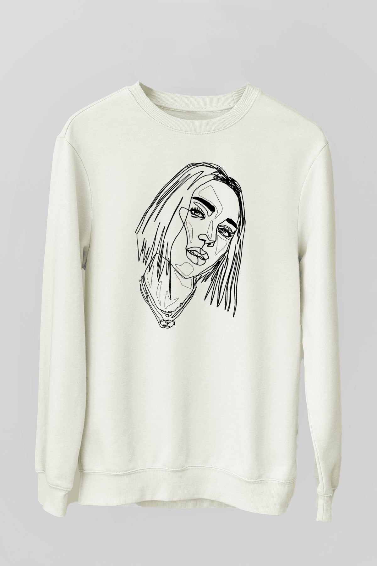 Dua Lipa Baskılı Beyaz Unisex Sweatshirt
