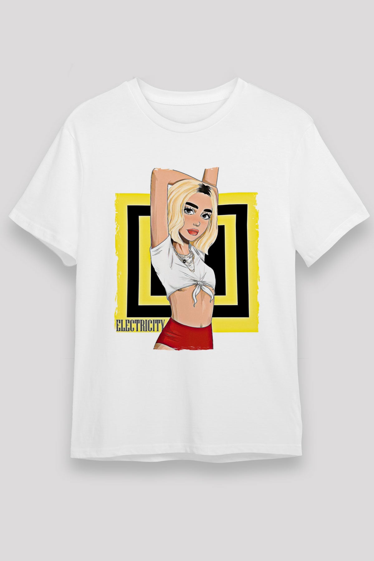 Dua Lipa Baskılı Unisex Beyaz Tişört - Tshirt