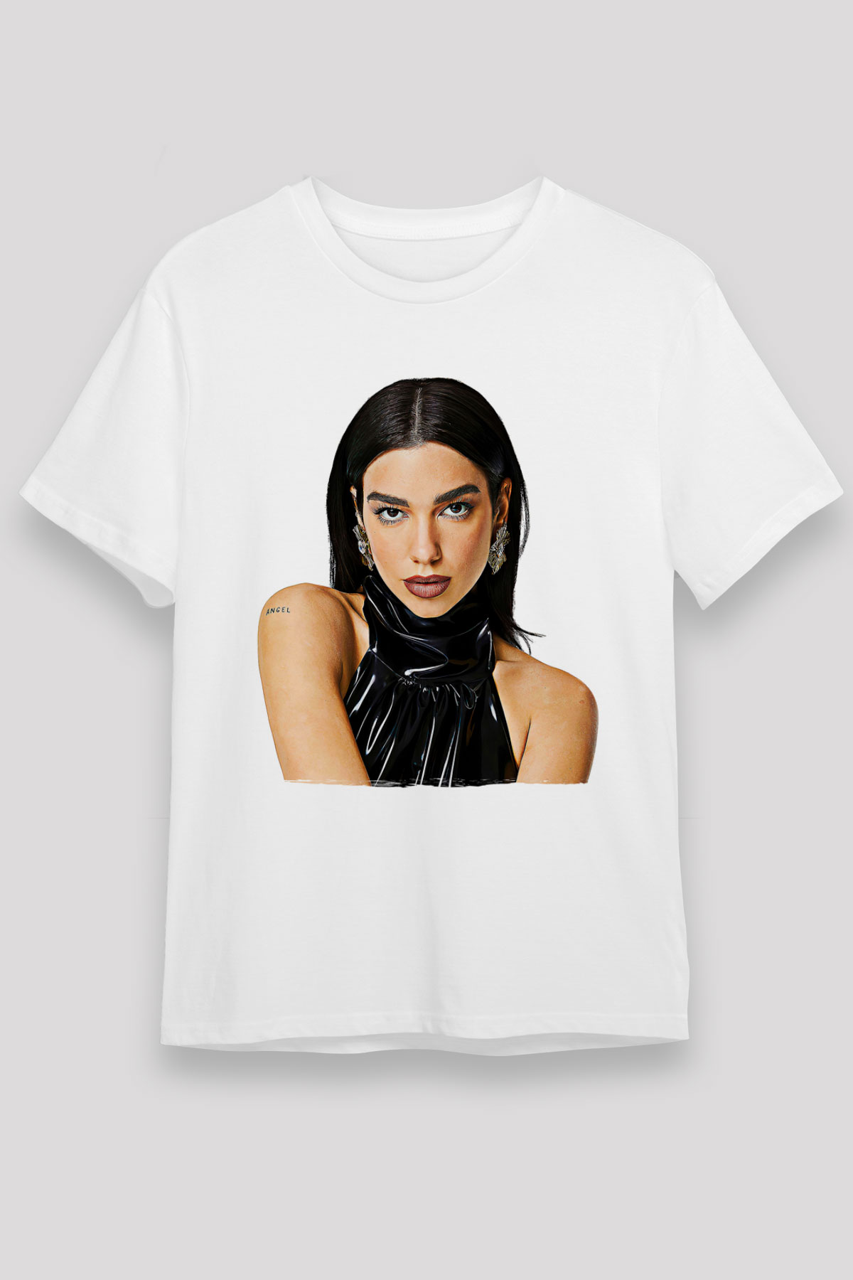Dua Lipa Baskılı Unisex Beyaz Tişört - Tshirt