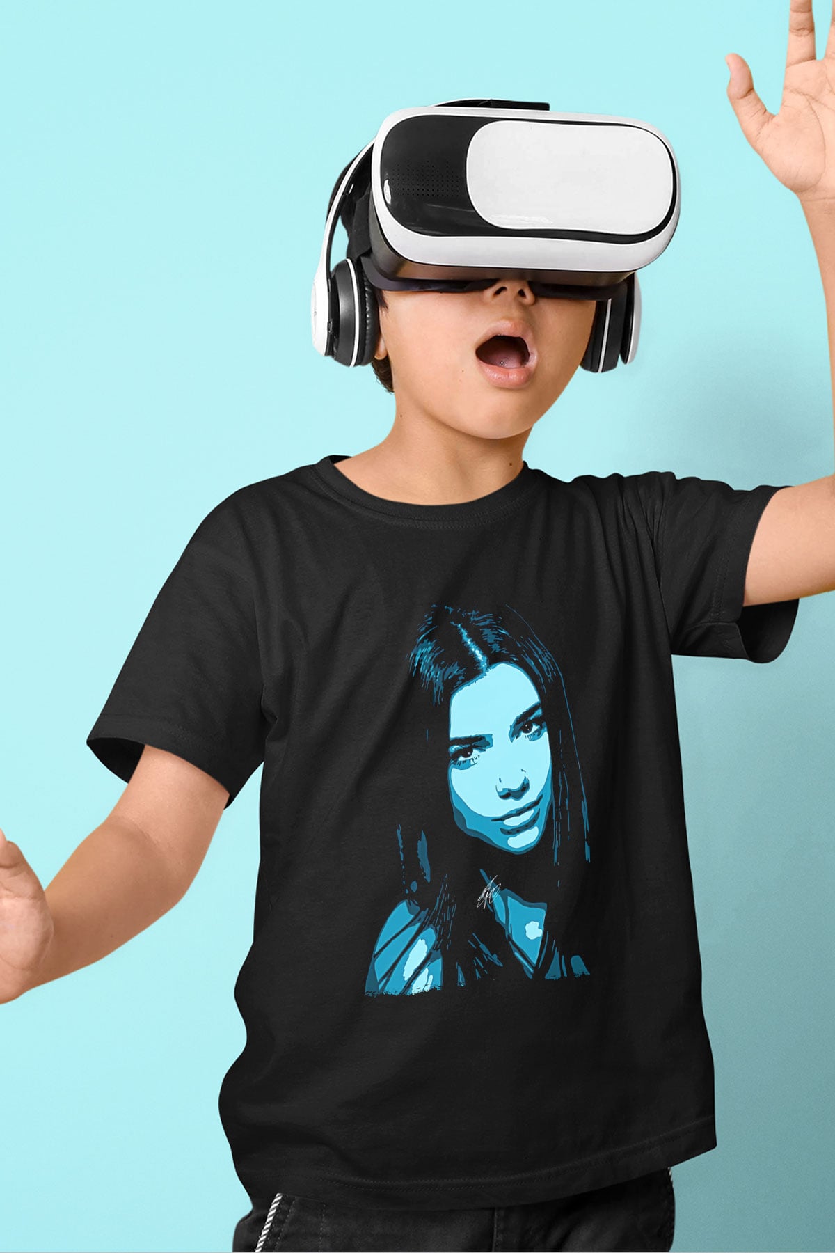 Dua Lipa Baskılı Unisex Siyah Çocuk Tişört - Tshirt