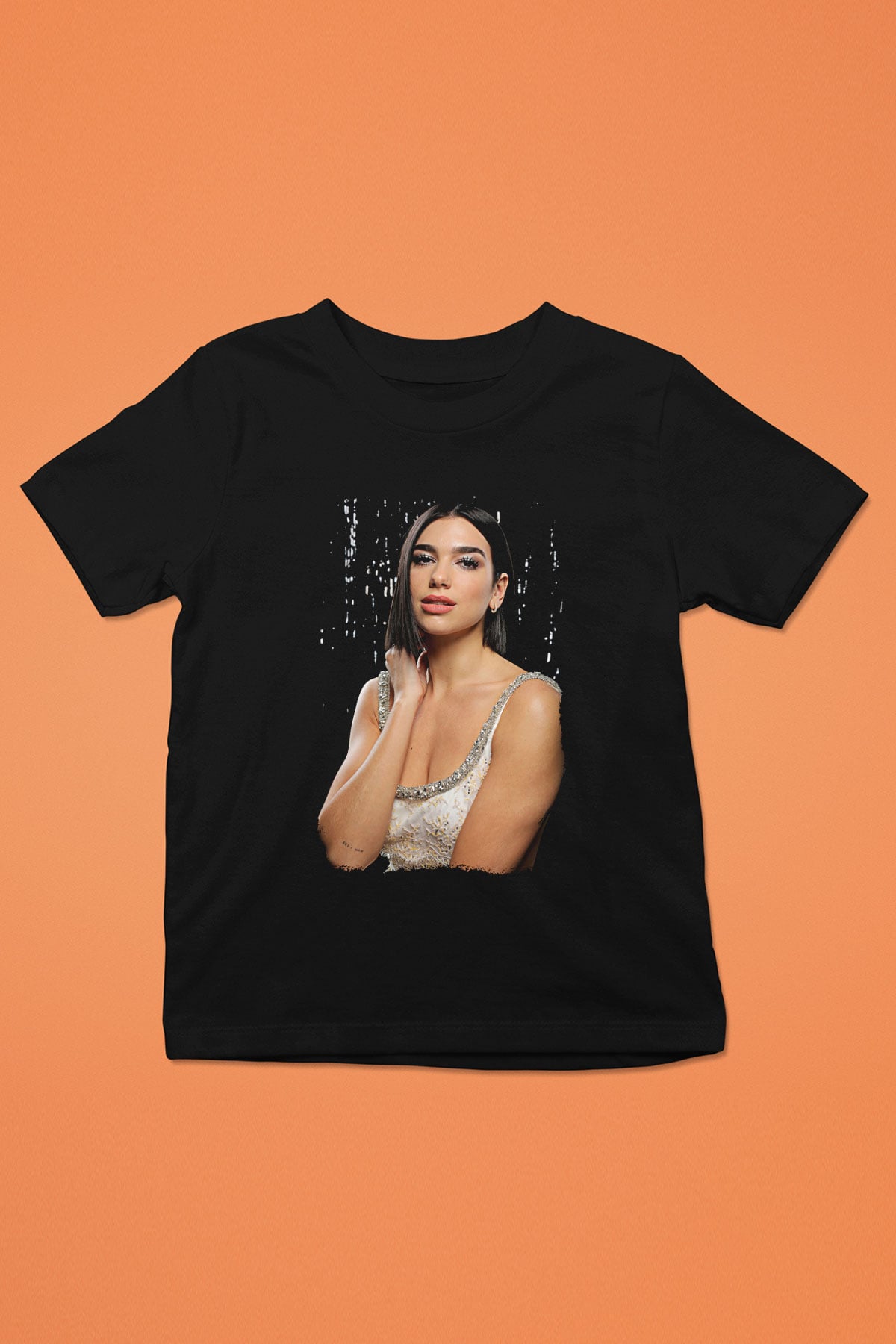 Dua Lipa Baskılı Unisex Siyah Çocuk Tişört - Tshirt