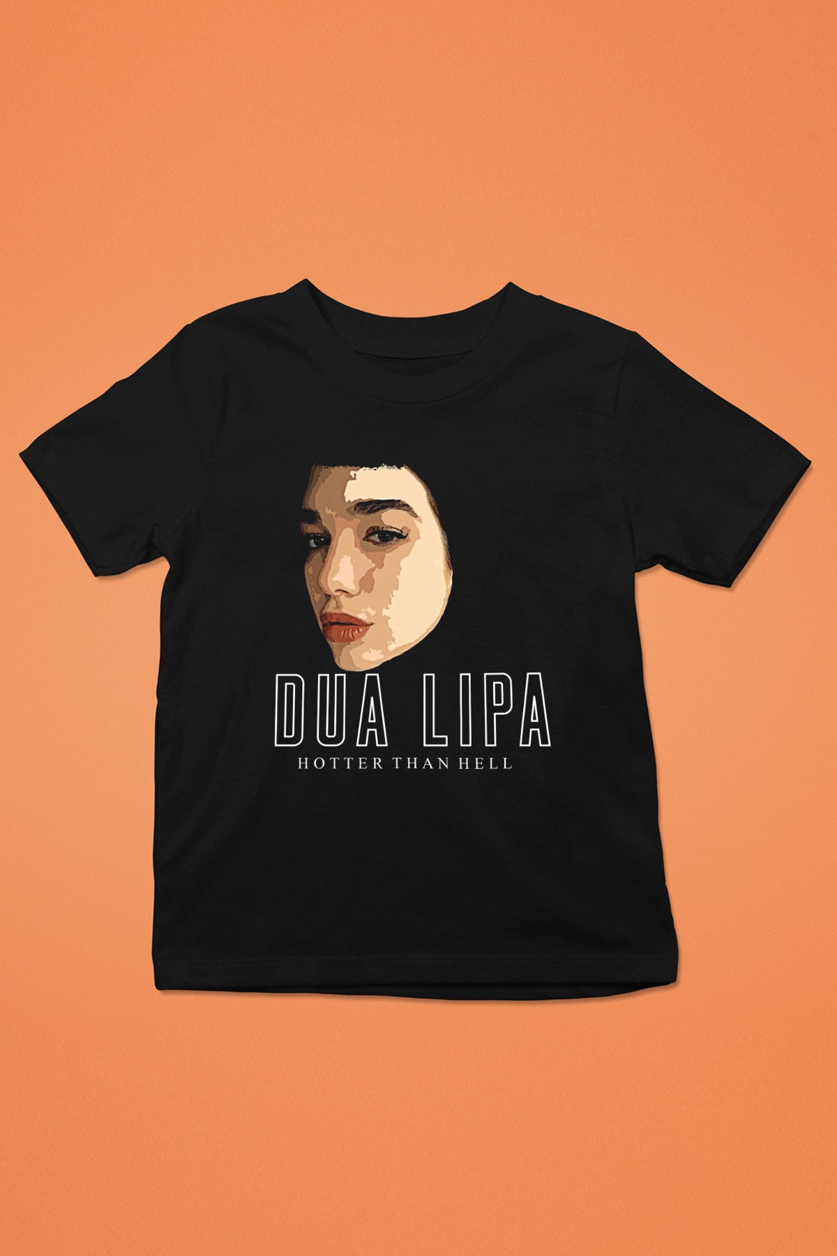 Dua Lipa Baskılı Unisex Siyah Çocuk Tişört - Tshirt