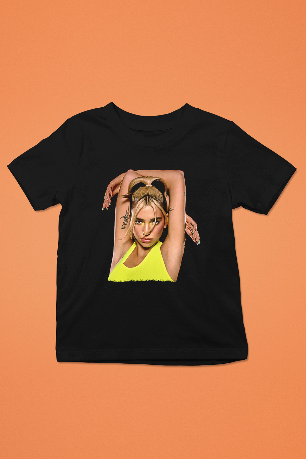 Dua Lipa Baskılı Unisex Siyah Çocuk Tişört - Tshirt