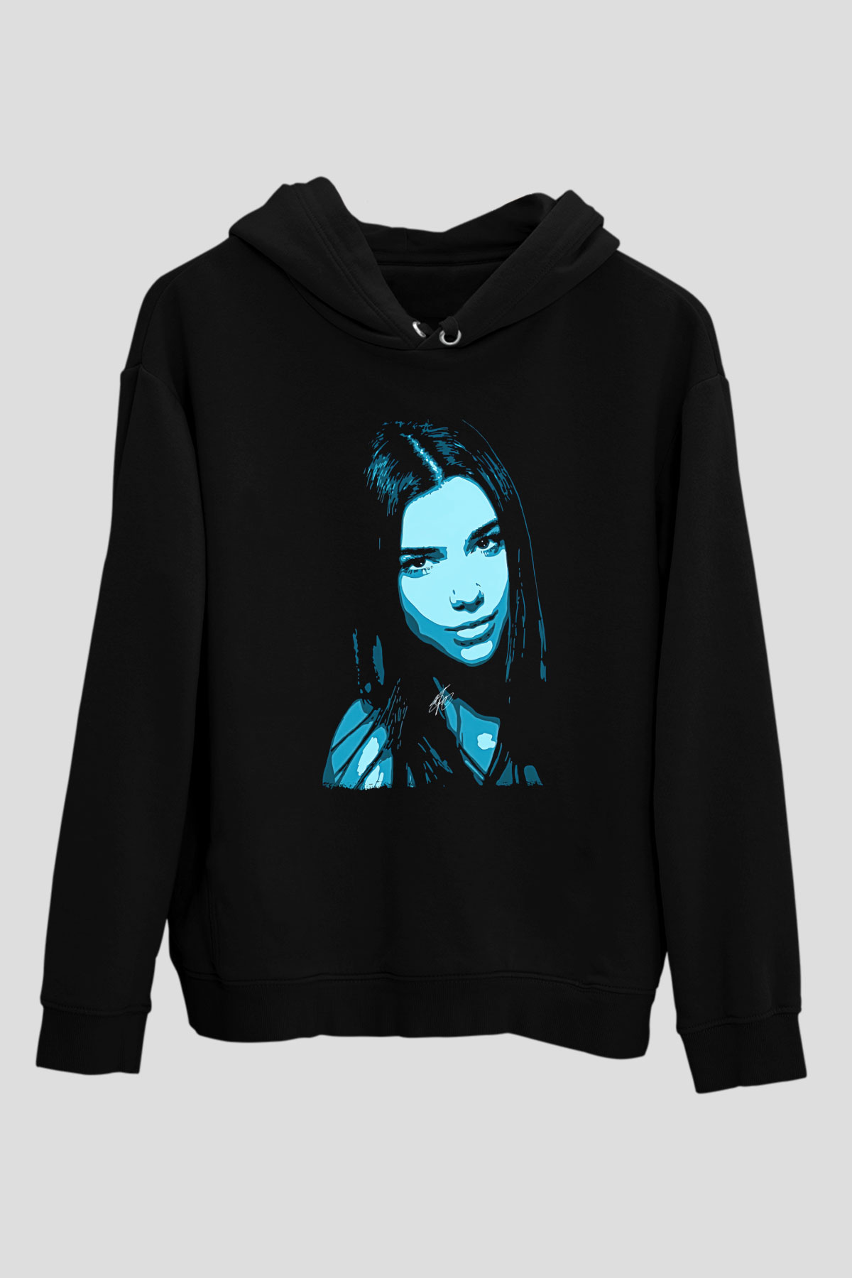 Dua Lipa Baskılı Unisex Siyah Hoodie